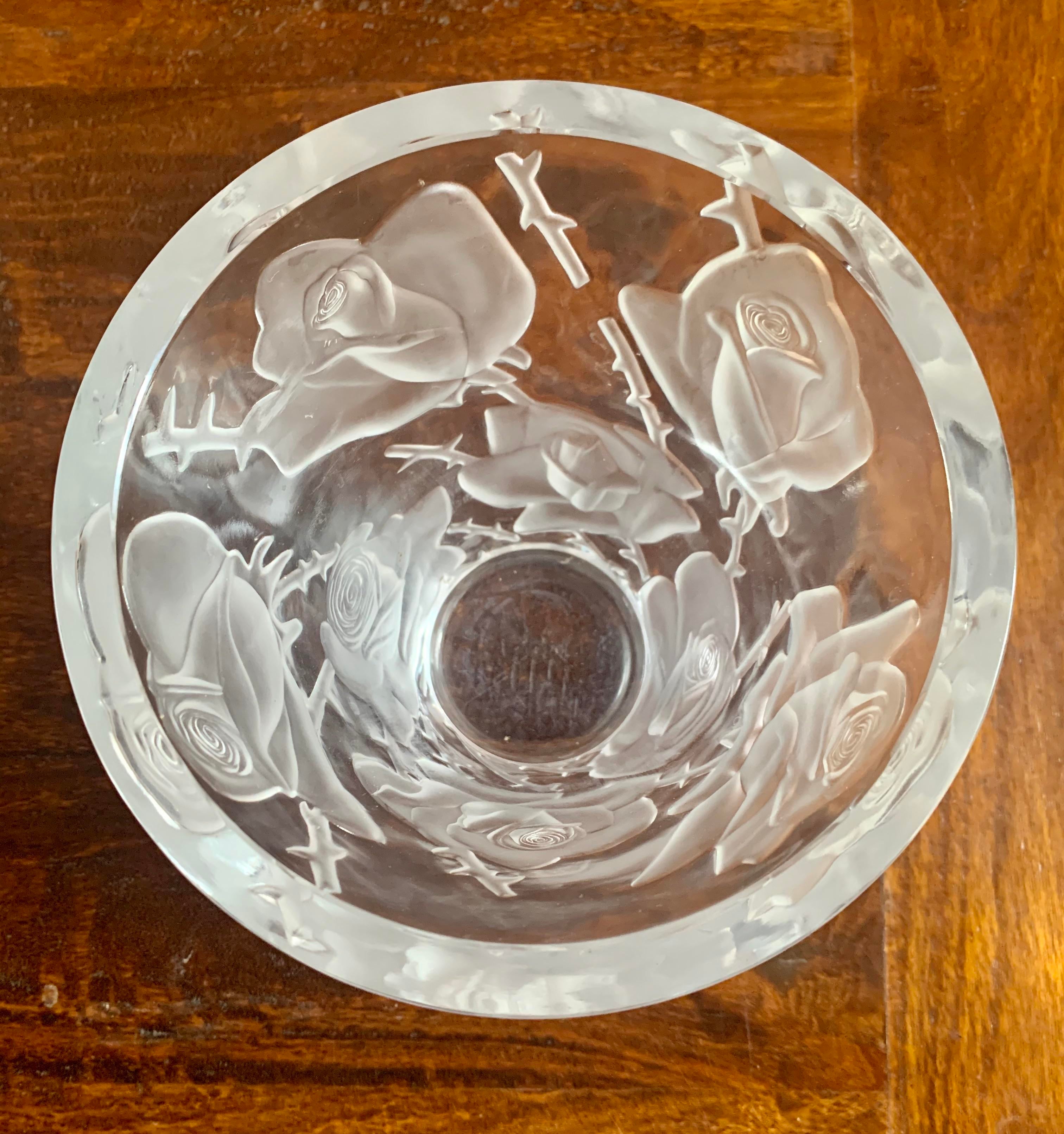 1950s Lalique Ispahan Crystal Vase With Etched & Frosted 1950s Lalique Ispahan Crystal Vase With Etched & Frosted