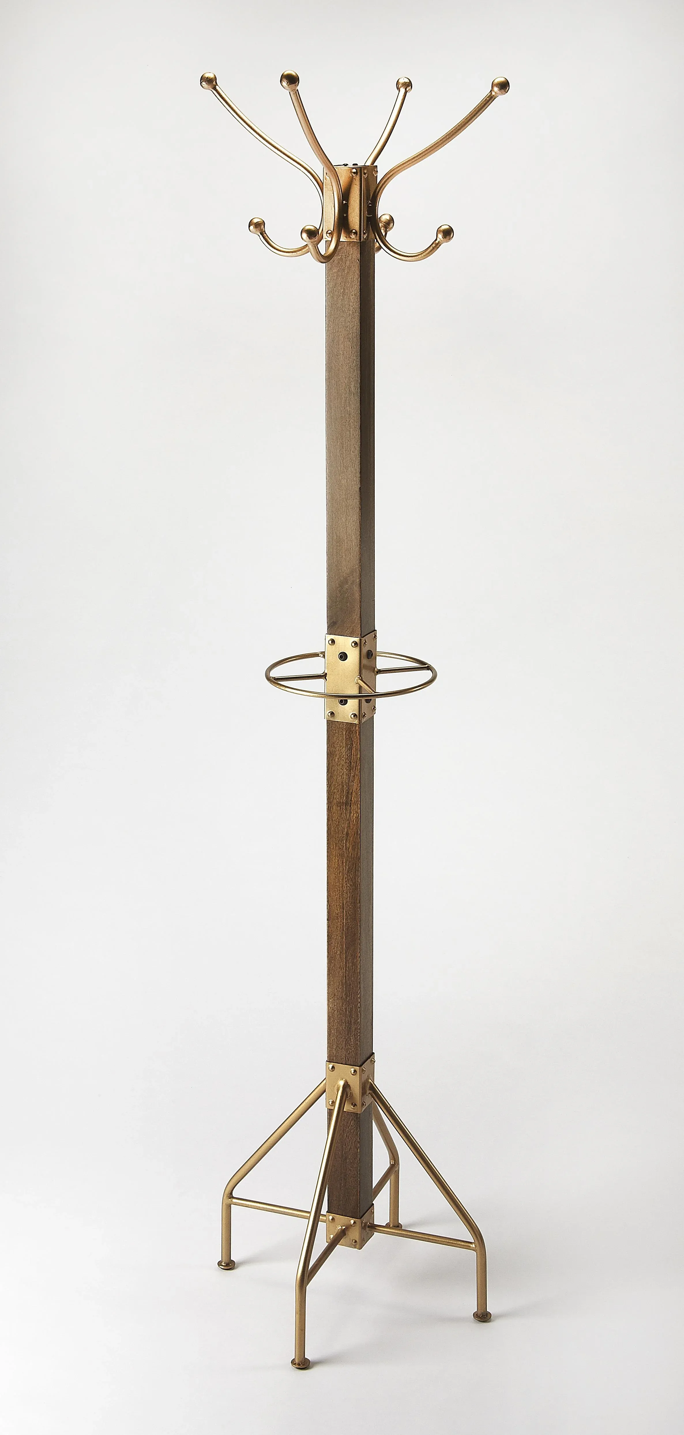 Logan Square Wood Antique Coat Rack/Tree, Medium Brown Chairish