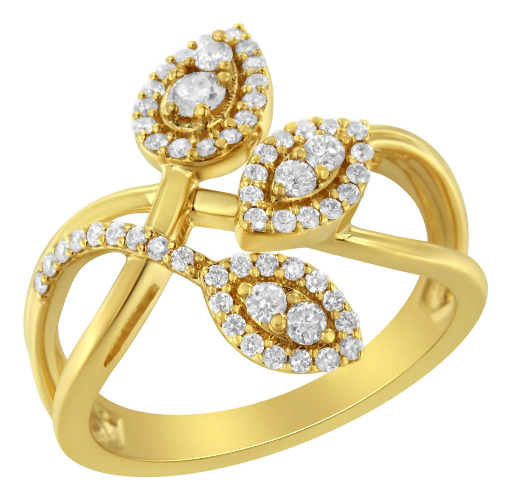 10K Yellow Gold 1/2 Cttw Round-Cut Diamond Layered Crossover Triple Leaf Bypass Ring (I-J Color, I1-I2 Clarity), Size 5Lenovo All In One Desktop 