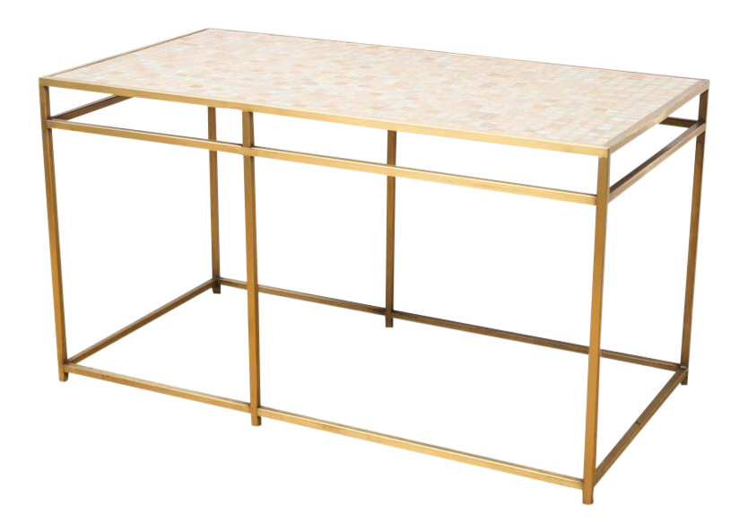 Brass TileTop Console Table Chairish