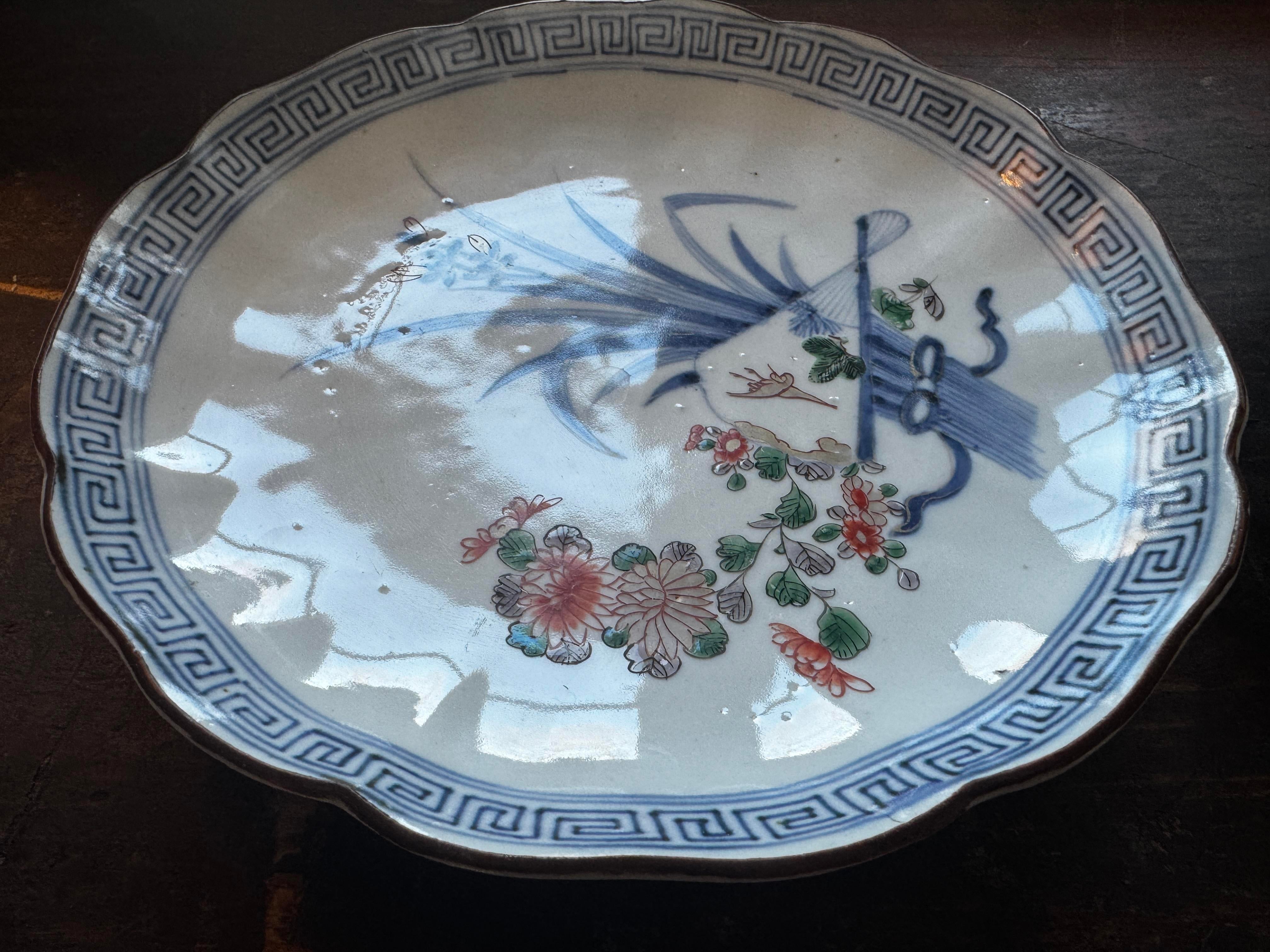 Vintage Moroccan Hand-Painted Wall ShelfAntique 19th Century Imari Arita Paired Export Porcelain - a Pair