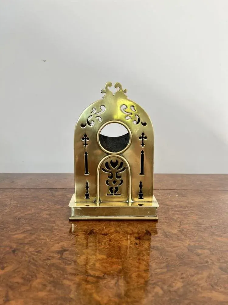 Edwardian Brass Pocket Watch Holder, 1900s