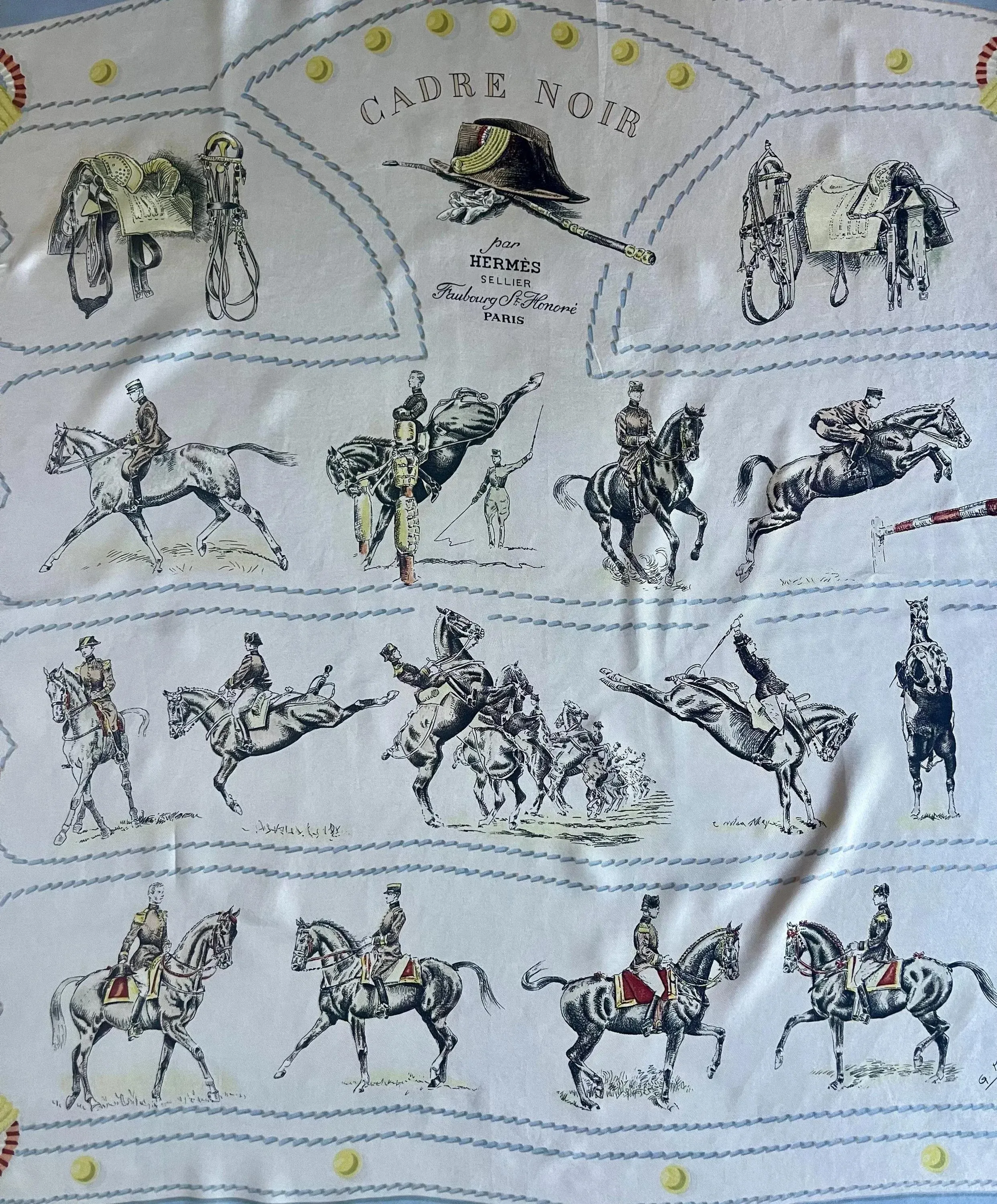 HERMES CADRE NOIR シルクスカーフ Hermès Silk Scarf “Cadre Noir” 1960 | Chairish
