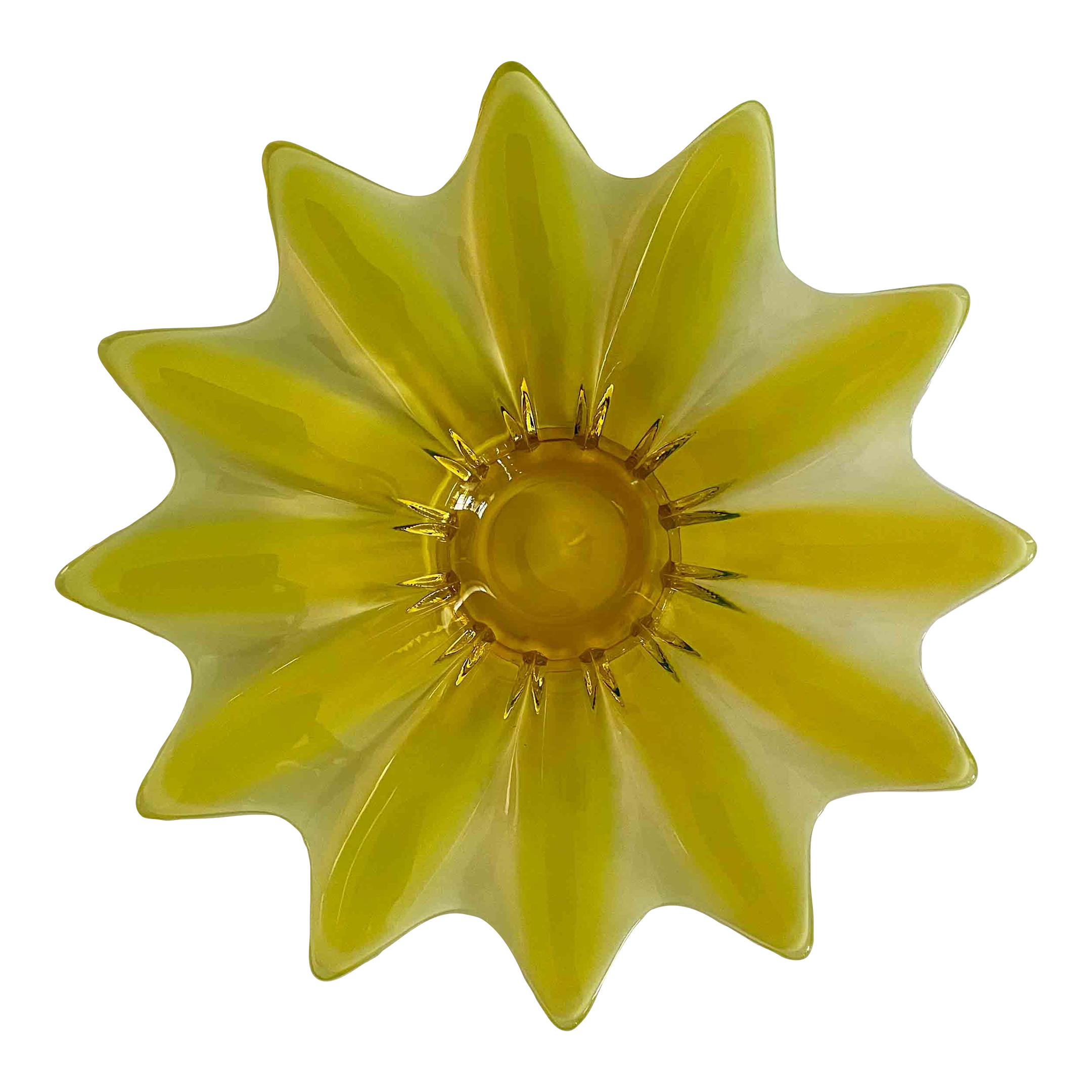 Vintage Yellow and Opalescent Art Glass Sunflower Dish Chairish