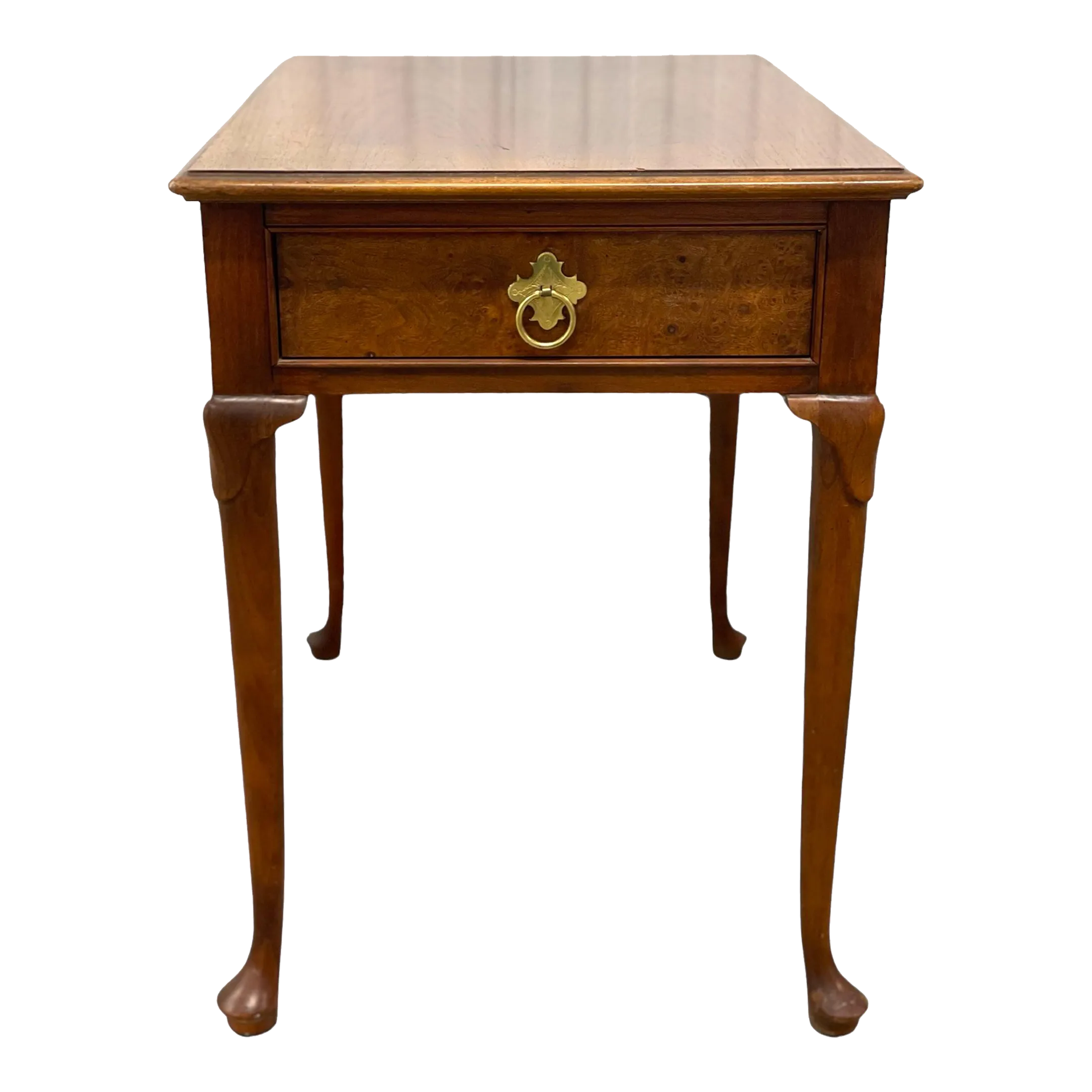 1980s Vintage Baker Queen Anne Burl Wood Side Table Chairish