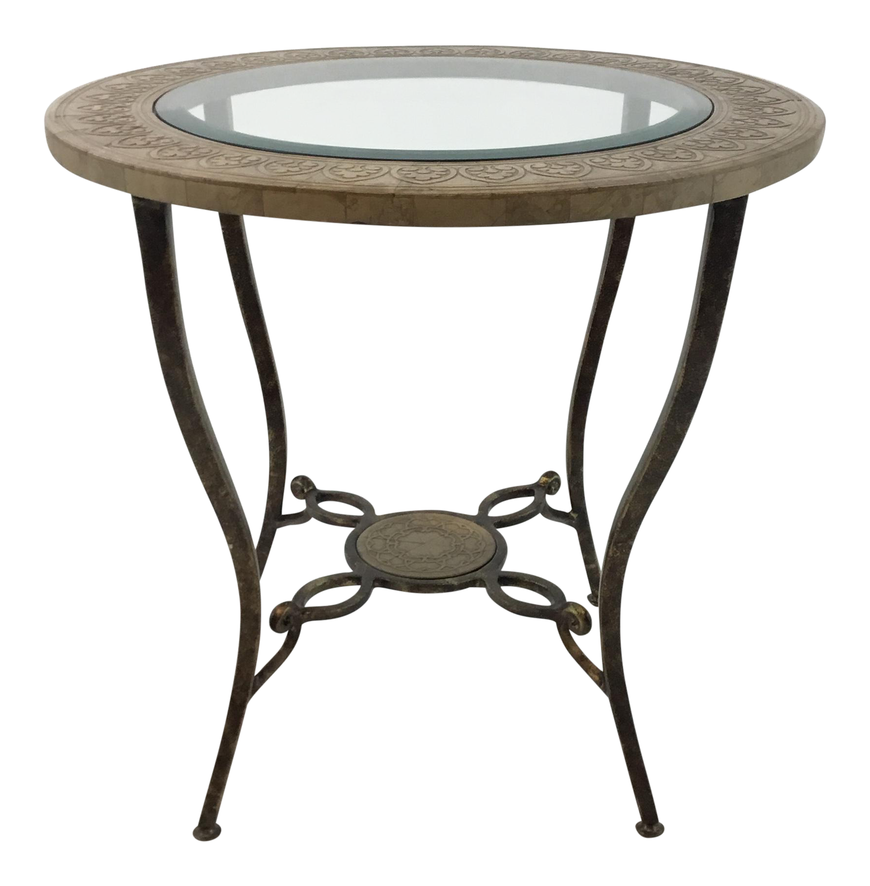 Sherrill Co. Transitional Italian Style Glass and Metal Side Table