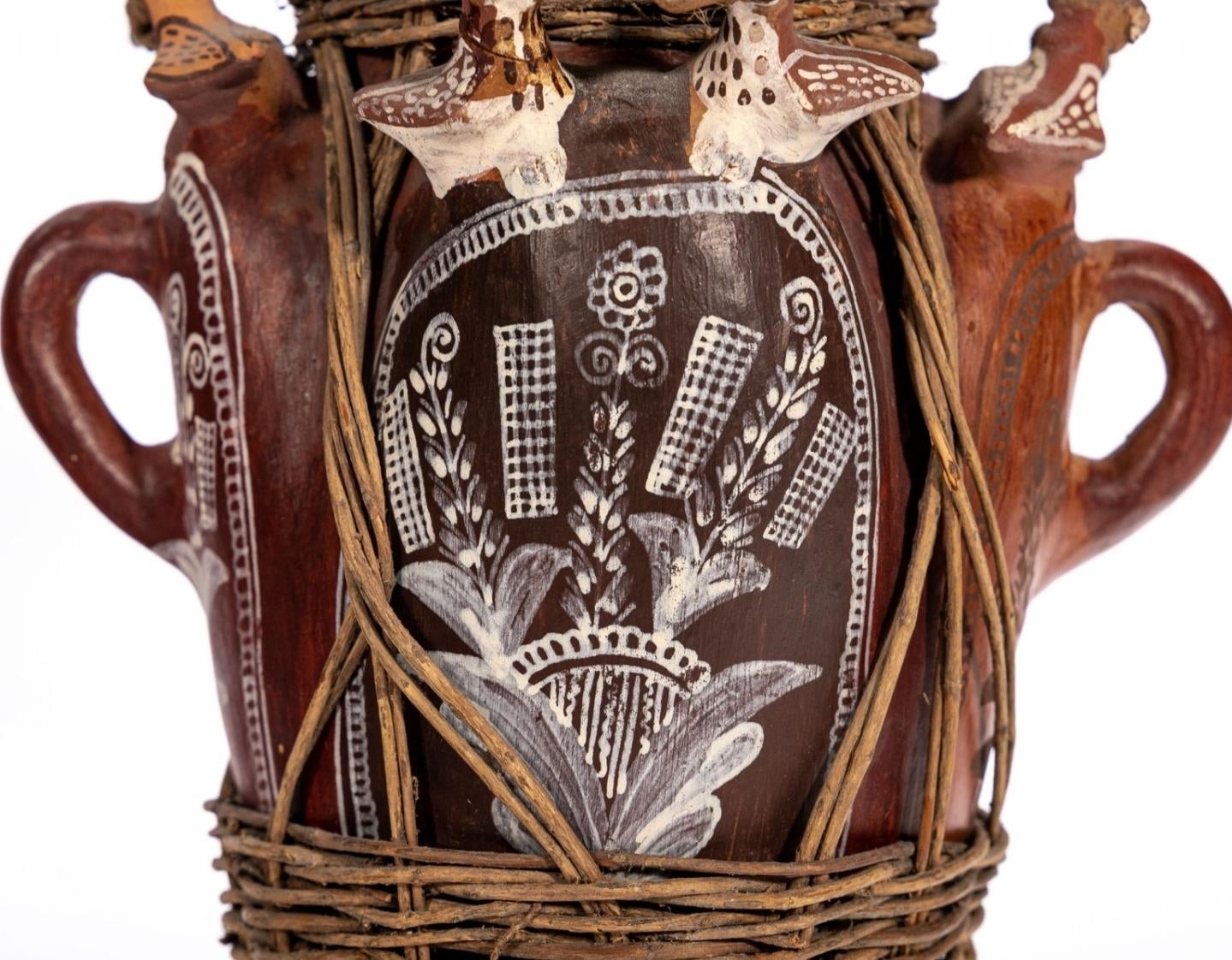 工芸品 Peruvian Quenua harvest pottery Whimsy Peruvian Folk Art Pottery Sculpted Terracotta Wicker
