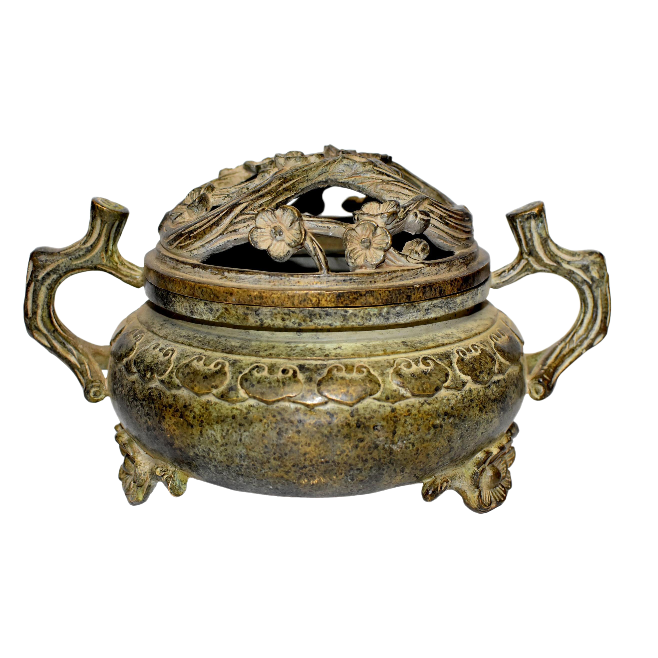 Large Antique Incense Burner Ruyi And Plum Blossom Chairish