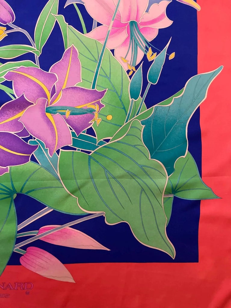 Leonard Paris Silk Scarf Flowers | Chairish