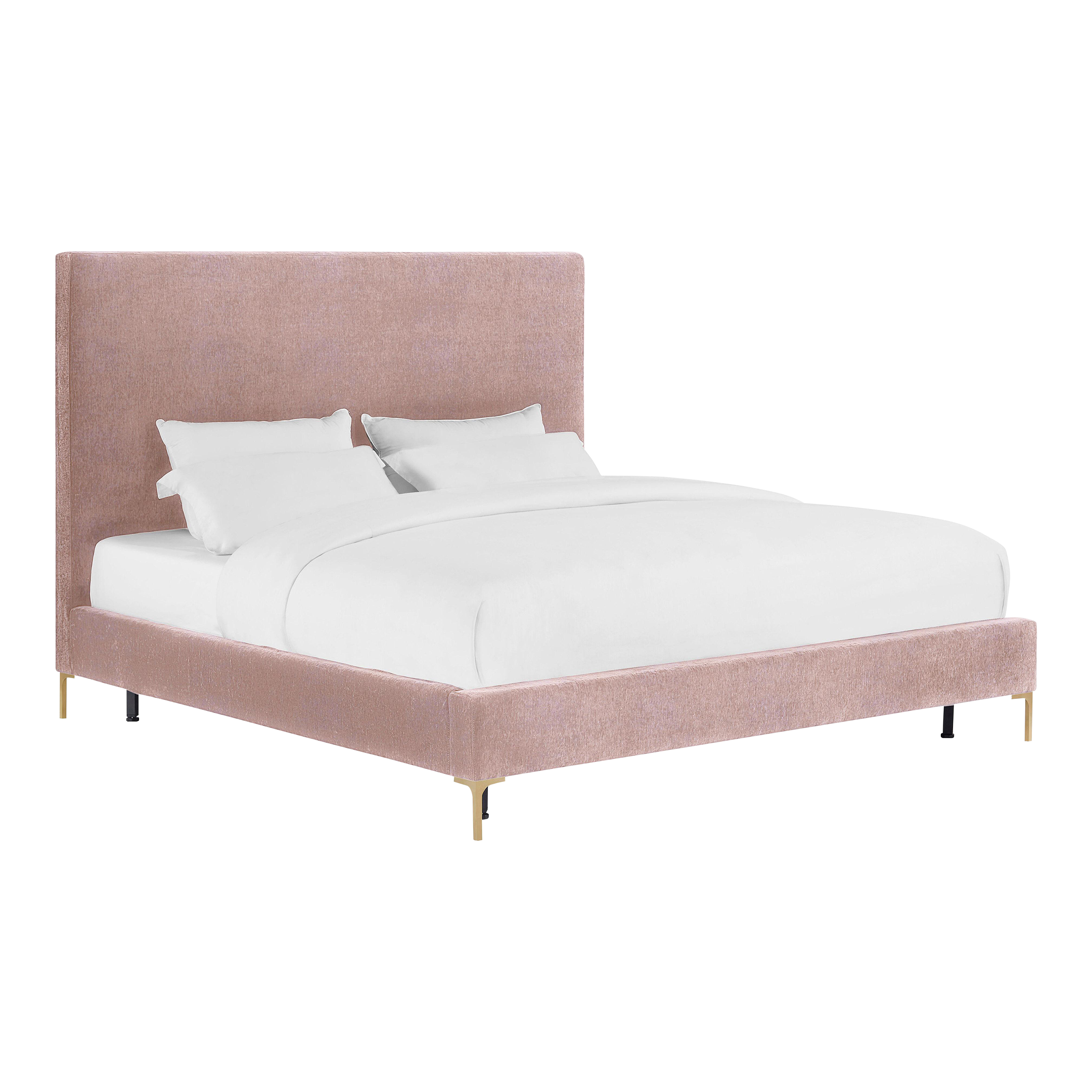 Delilah Blush Textured Velvet King Bed Chairish