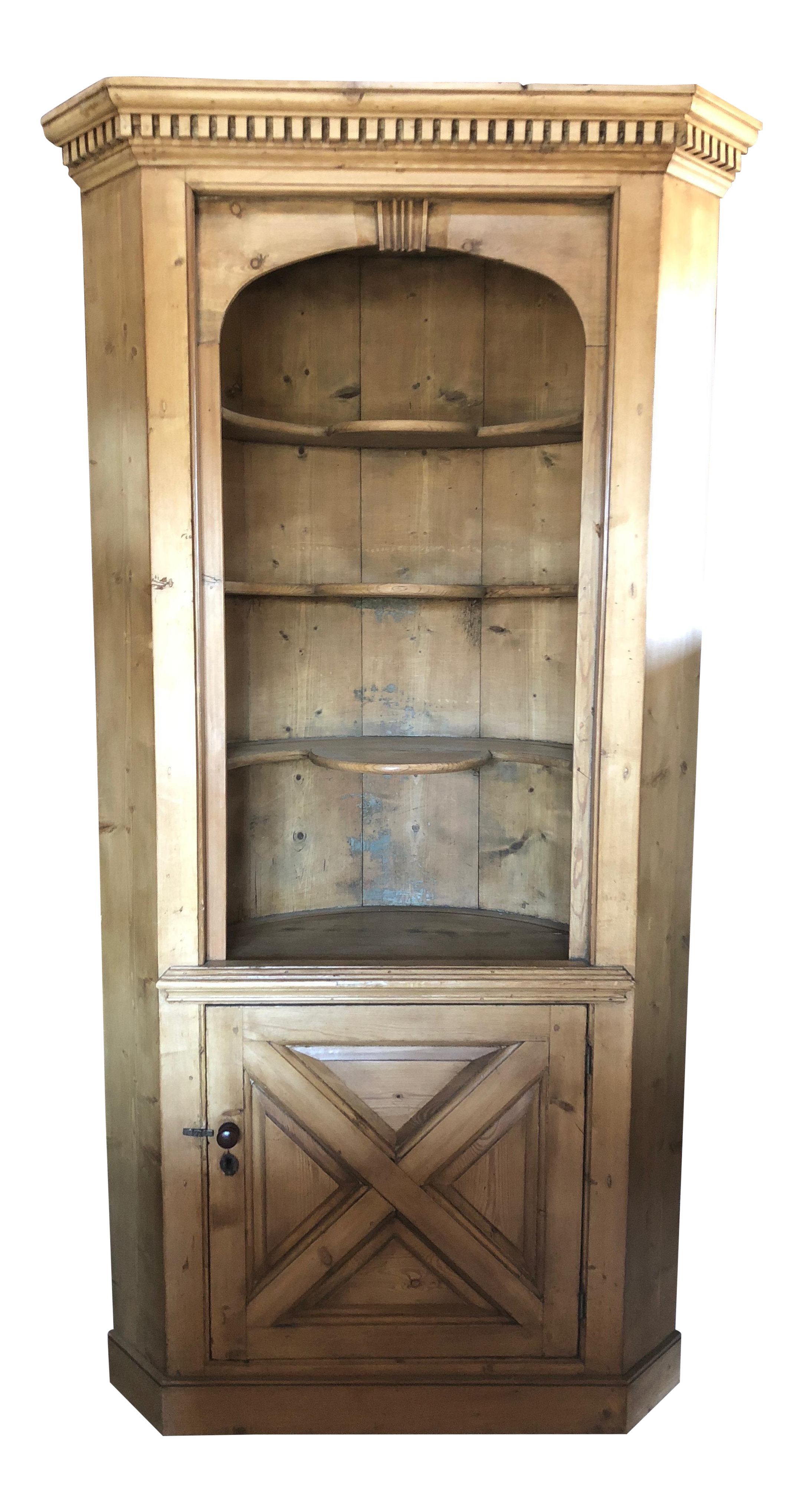 1940s Rustic Pine Barrel Back Corner Cupboard Cabinet Chairish