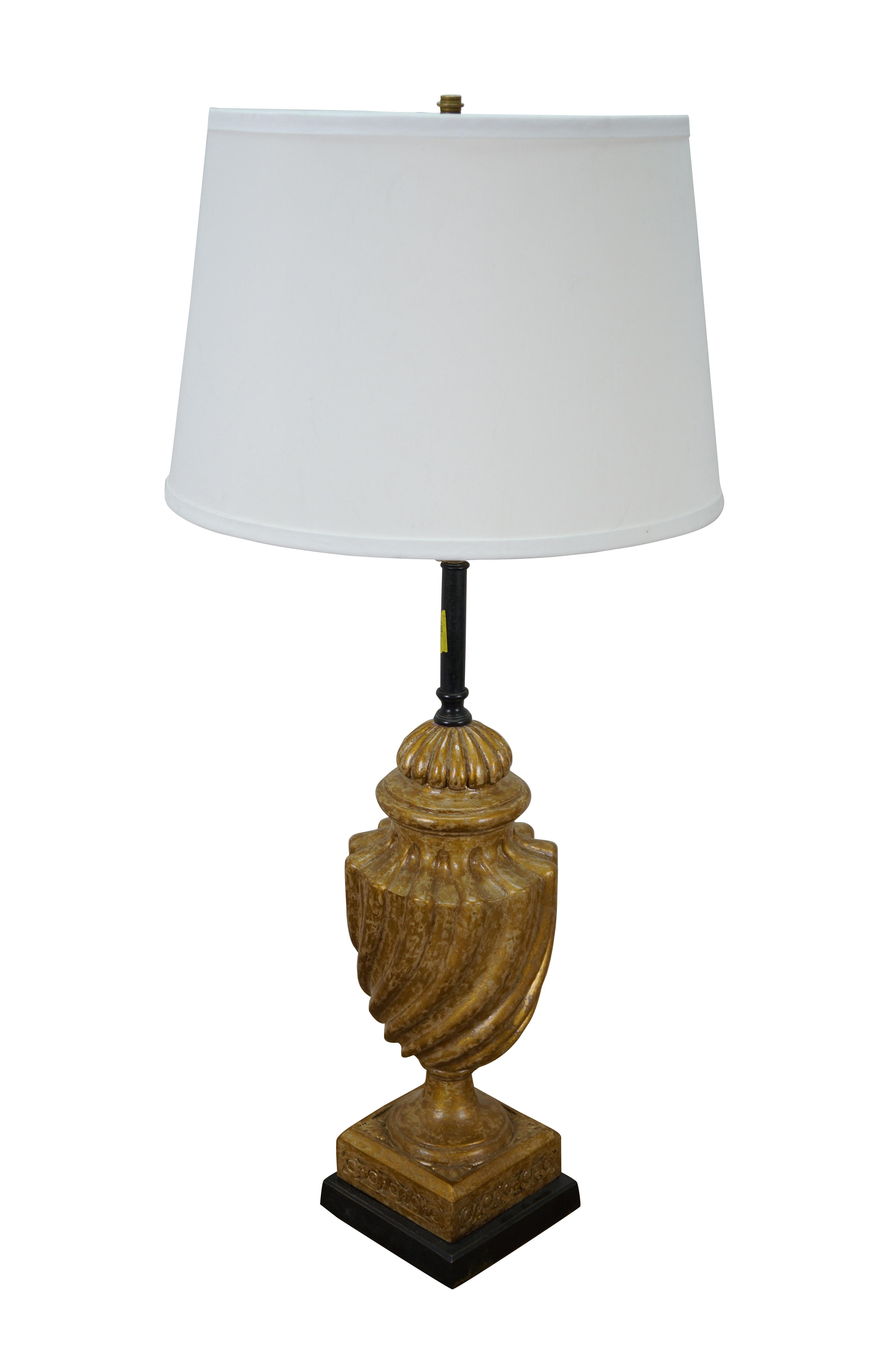 Vintage French Neoclassical Gold Swirled Mantel Urn Table Lamp