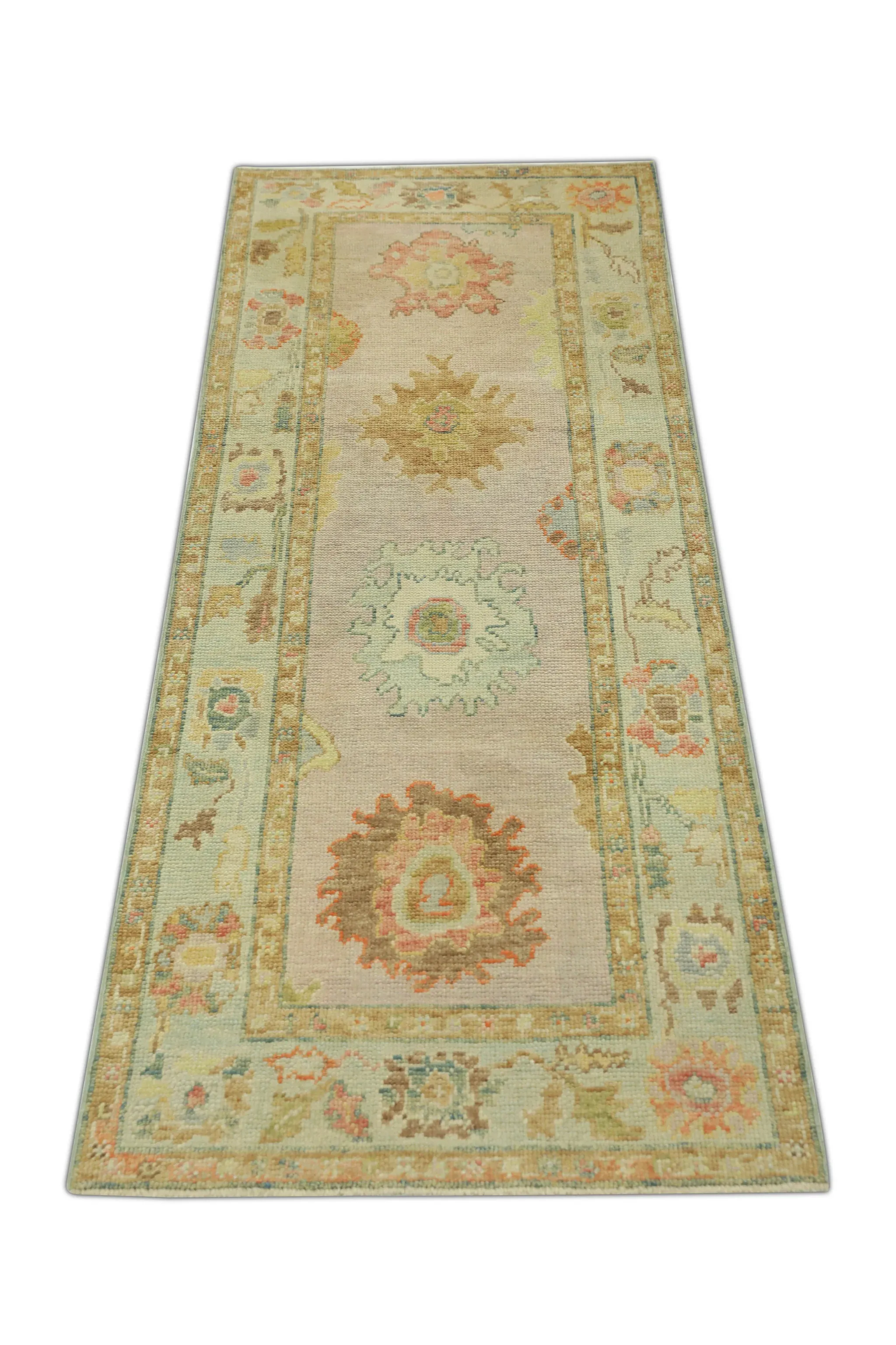 Early 21st Century Pink Handwoven Turkish Oushak Runner 2\'9\