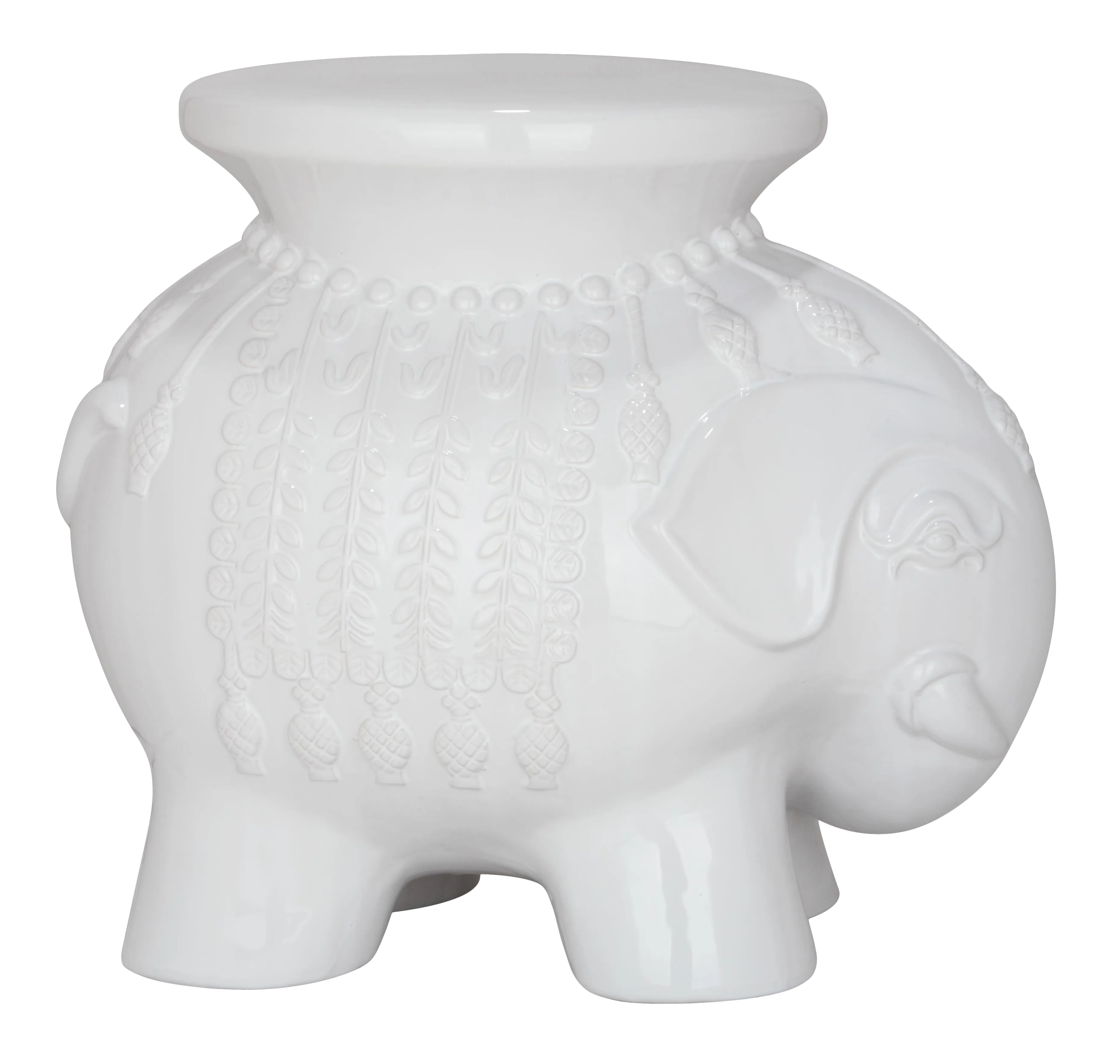 Elephant Garden Stool in White Chairish