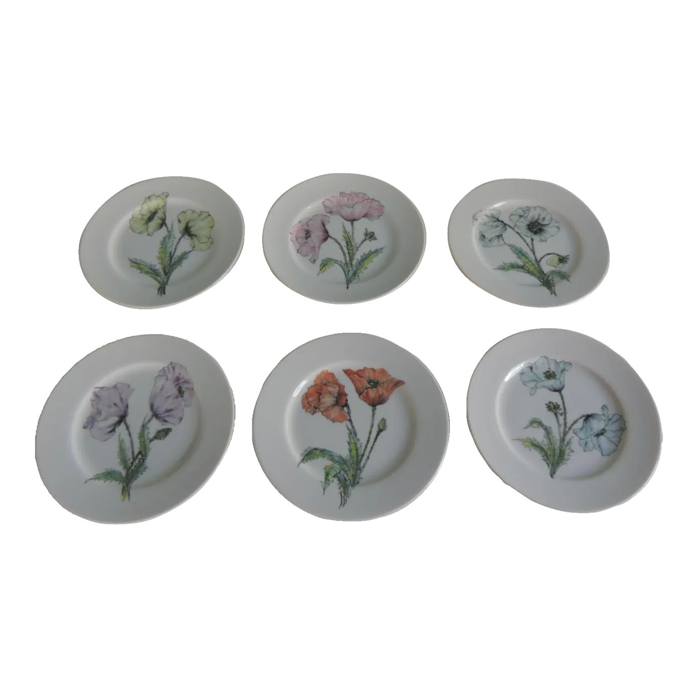 Contemporary Taste Setter Hand Painted Floral Dessert Round Plates
