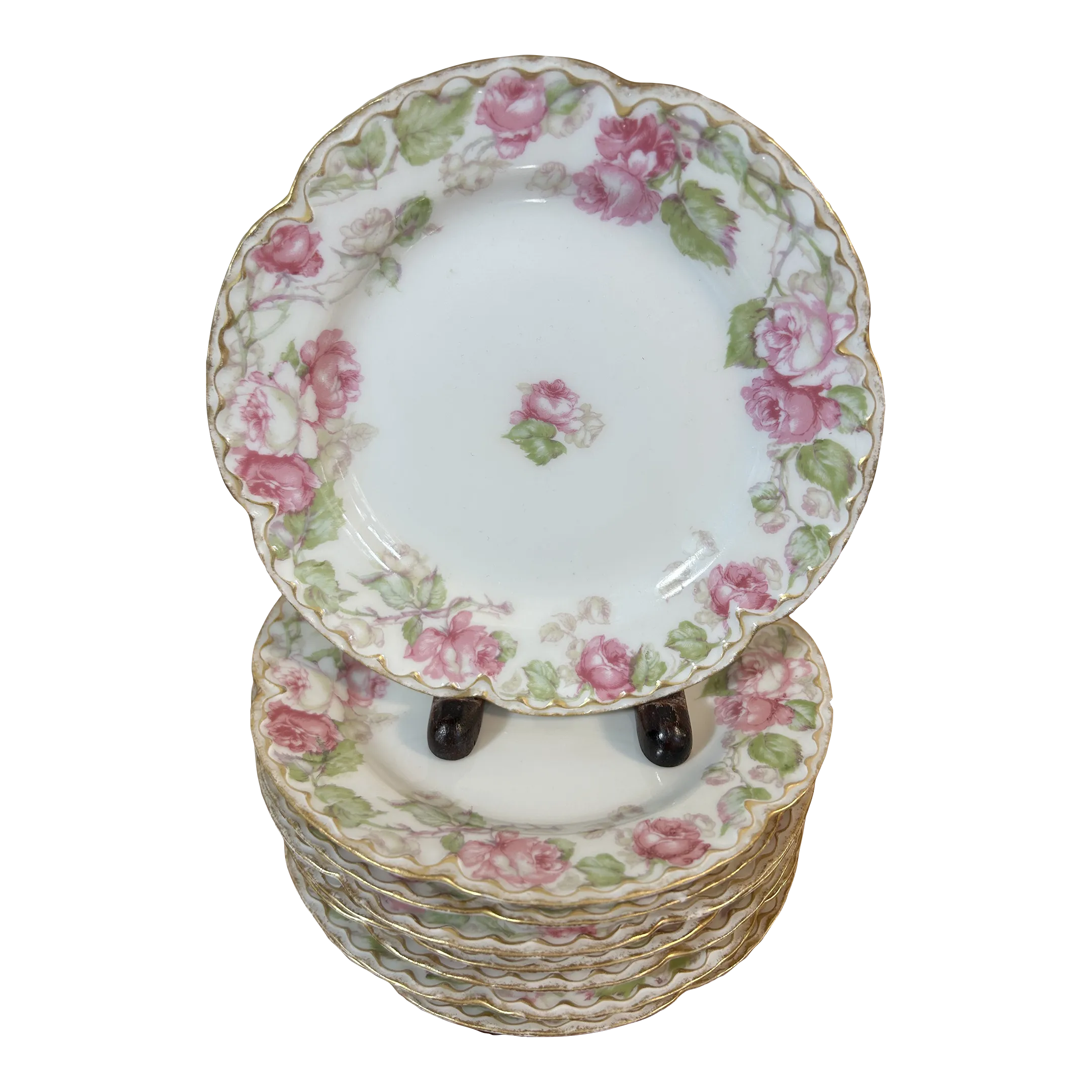 専用ページ移行1995年U.S.A製NYアンティークLimoges壺プリント額絵 T&V Limoges Hand Painted Signed Lady With Roses Blue & Gold