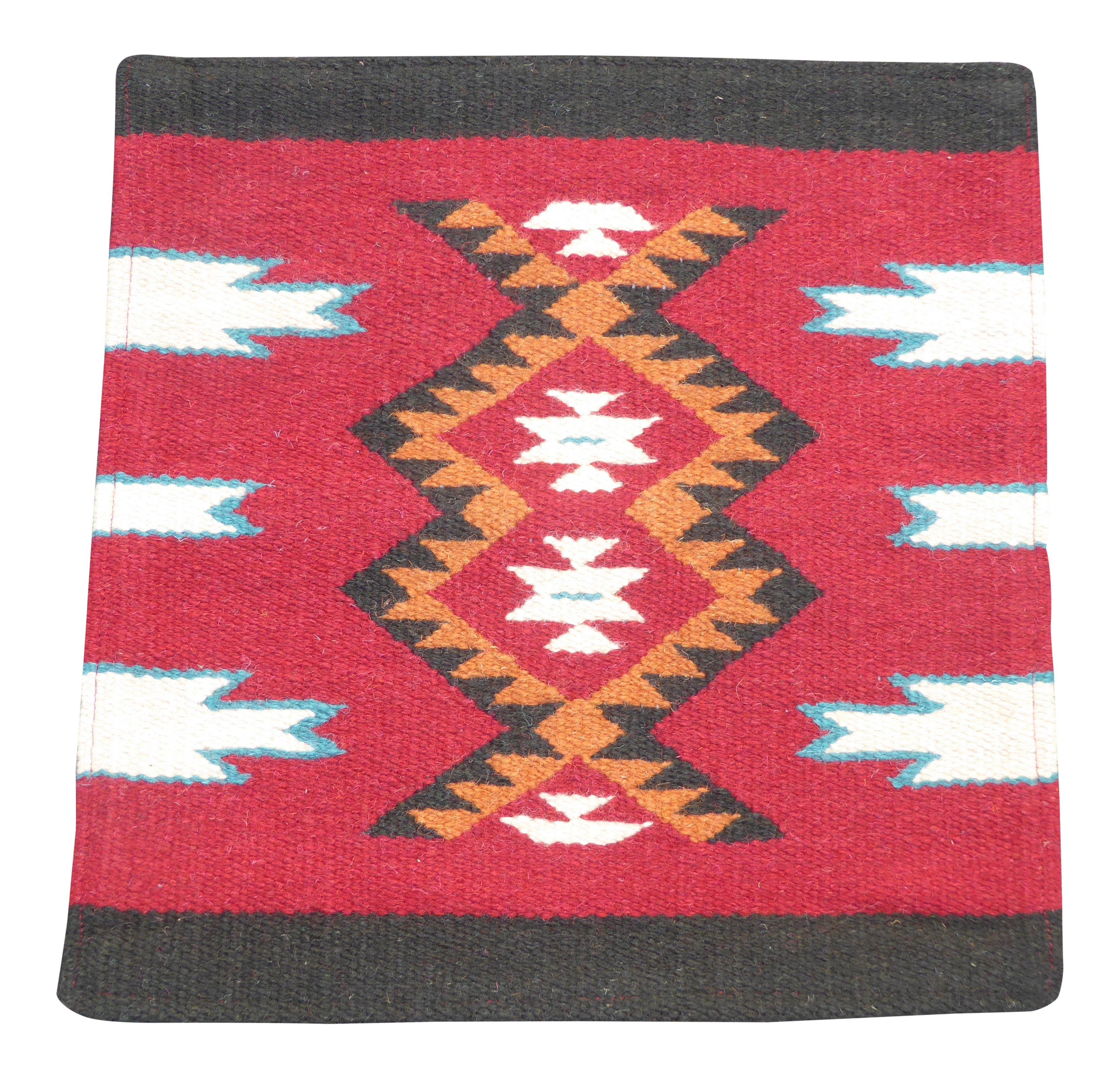 Southwestern Style Red Gold Geometric Pattern Wool Pillow Cover