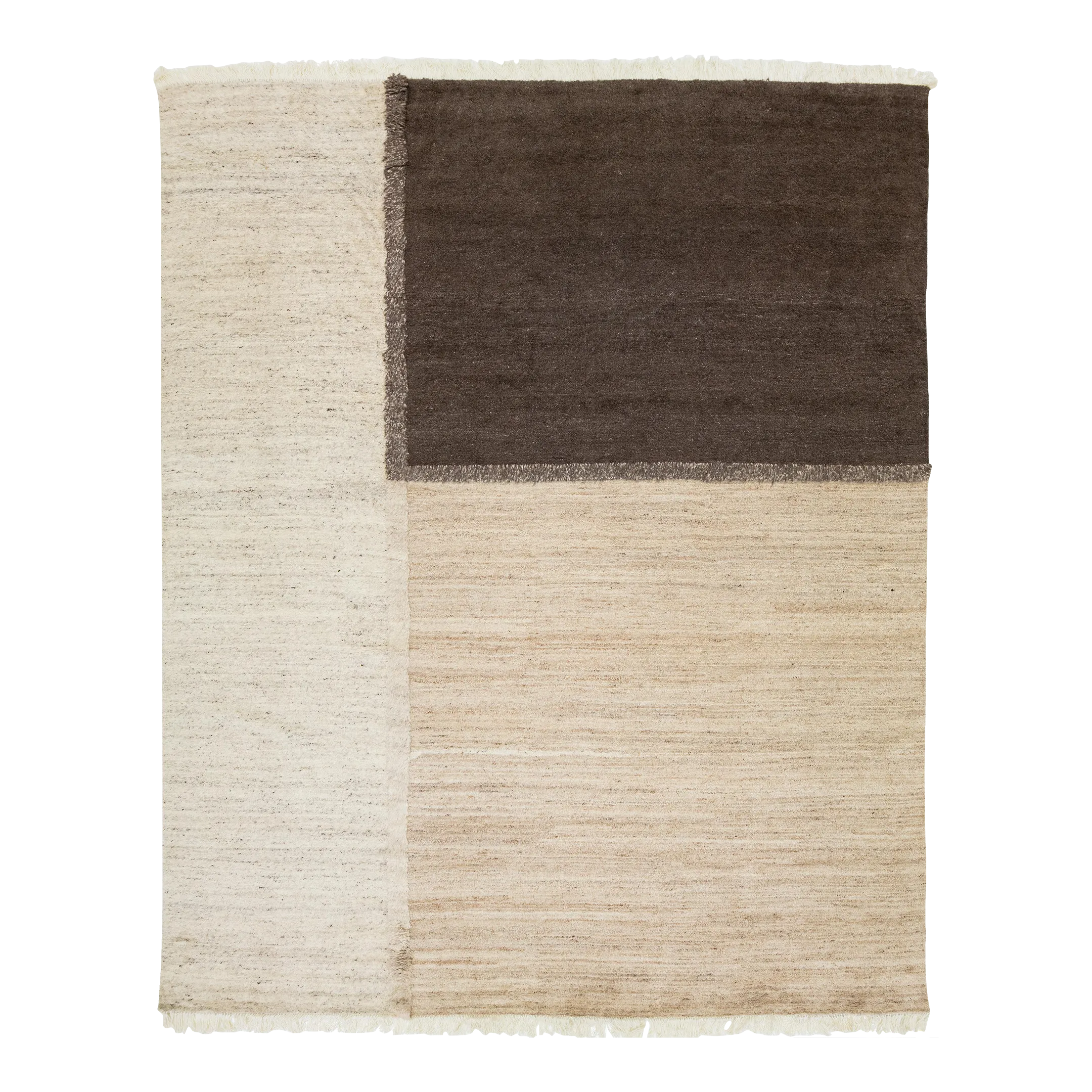 Organic Modern Moroccan Wool Rug in a Beige and Brown Geometric Design