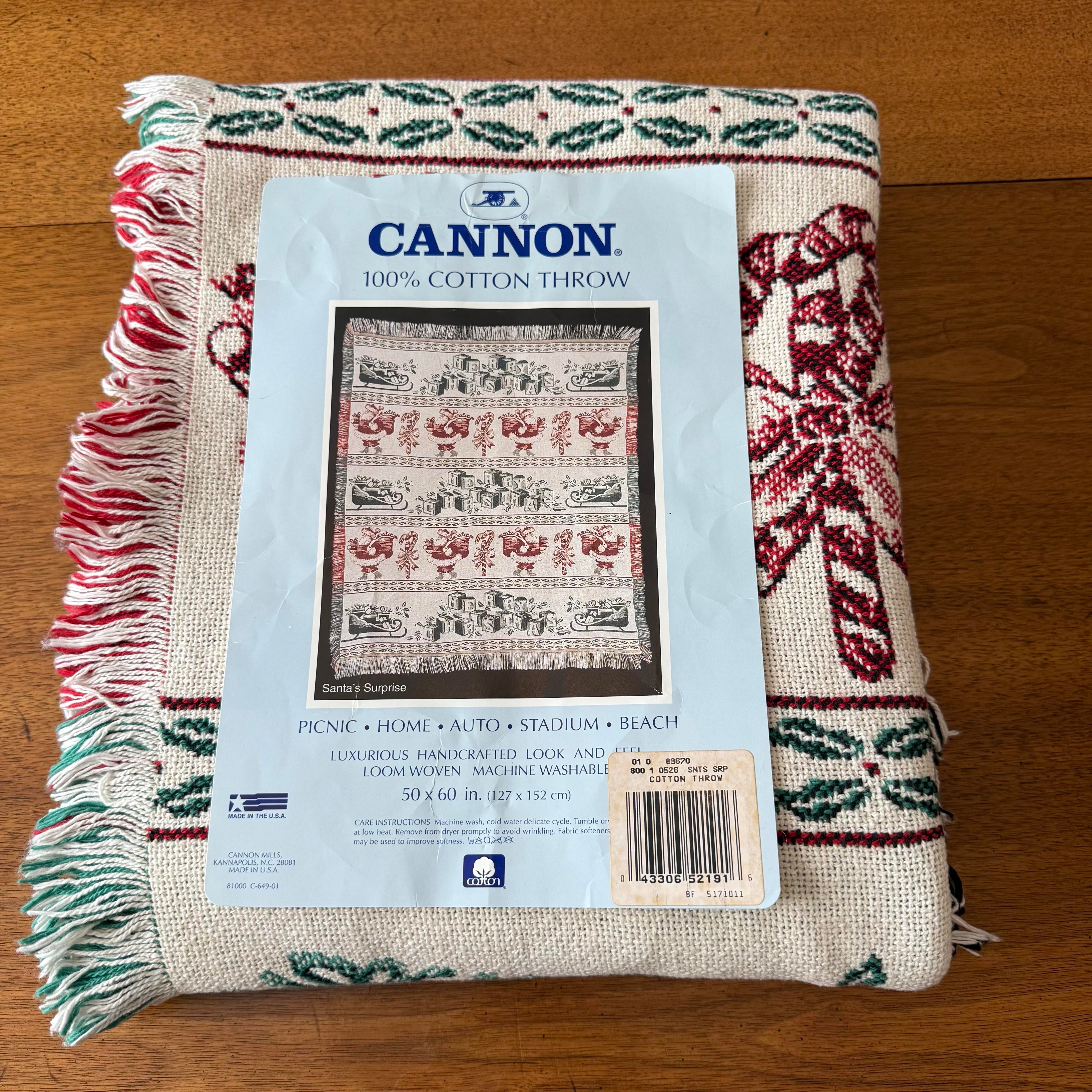 Vintage American Made Woven Christmas Tapestry Throw Blanket