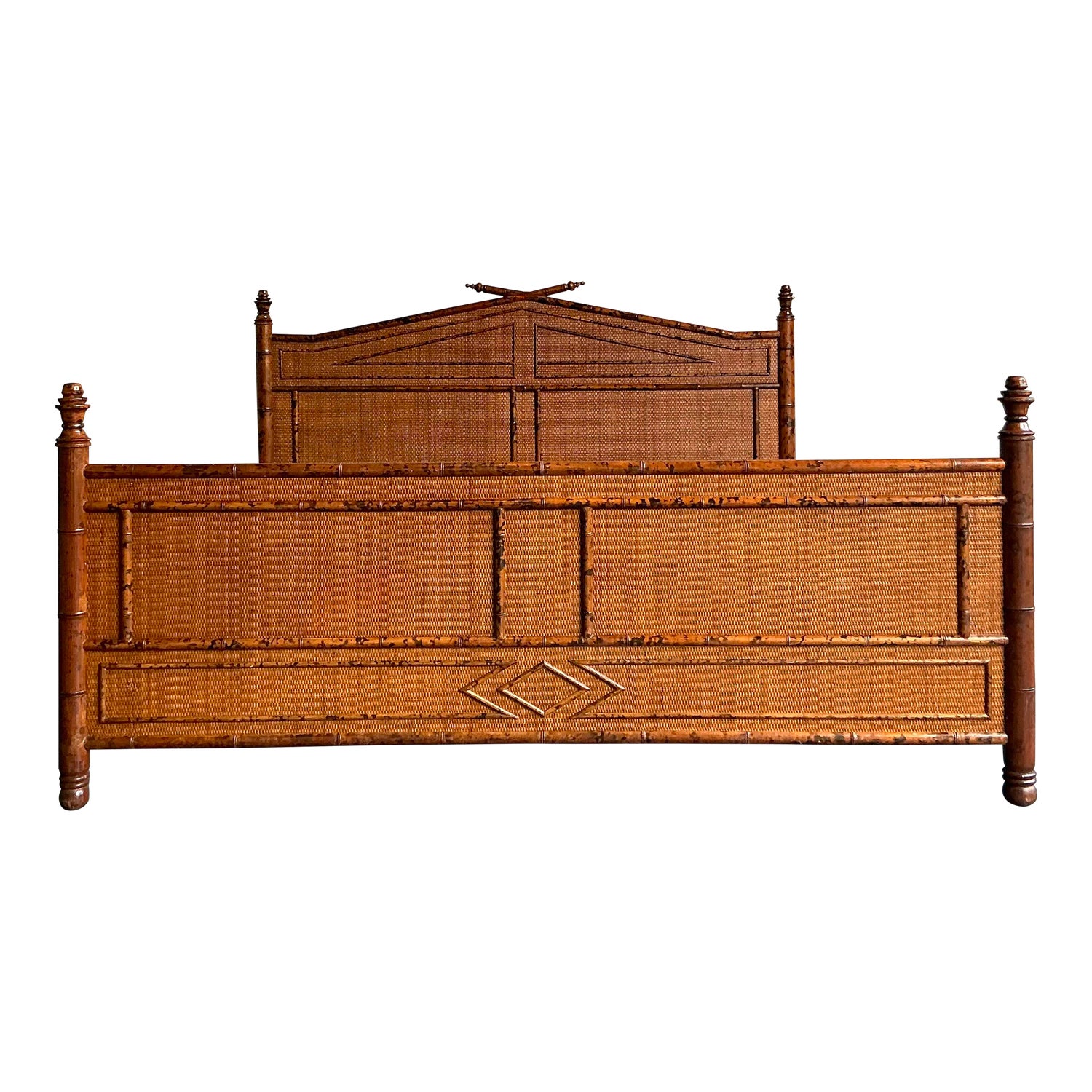 Vintage Boho Bloomingdale’s Burnt Bamboo King Bed