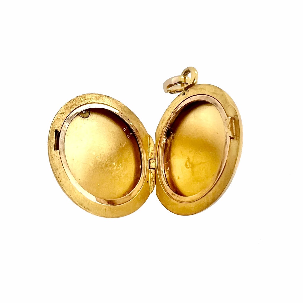 Victorian 14k Gold Diana the Huntress Locket With Diamond | Chairish