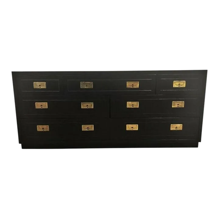 black campaign dresser Bernhardt burlwood 9 drawers – DEG Furniture Designs Keep your home organized and clutter Black Lacquered Henredon Campaign Style