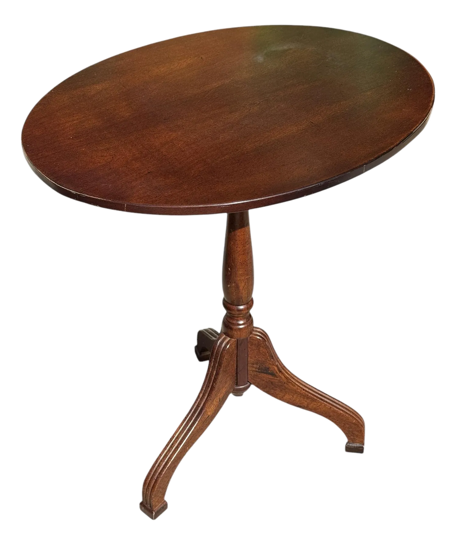 1990s Oval Tilt Top Pedestal Wood Side Table by Bombay Company
