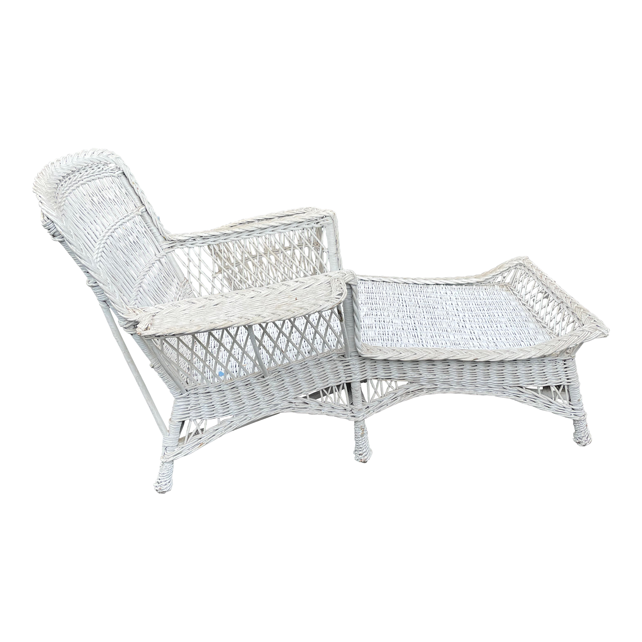 Antique White Wicker Chaise Lounge Chairish
