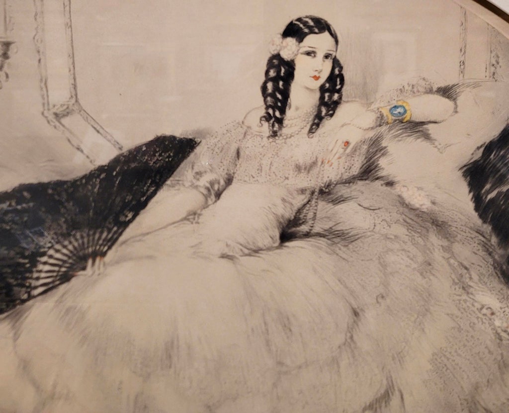 Louis Icart - The Woman With the Black Fan -Original 1931 Etching