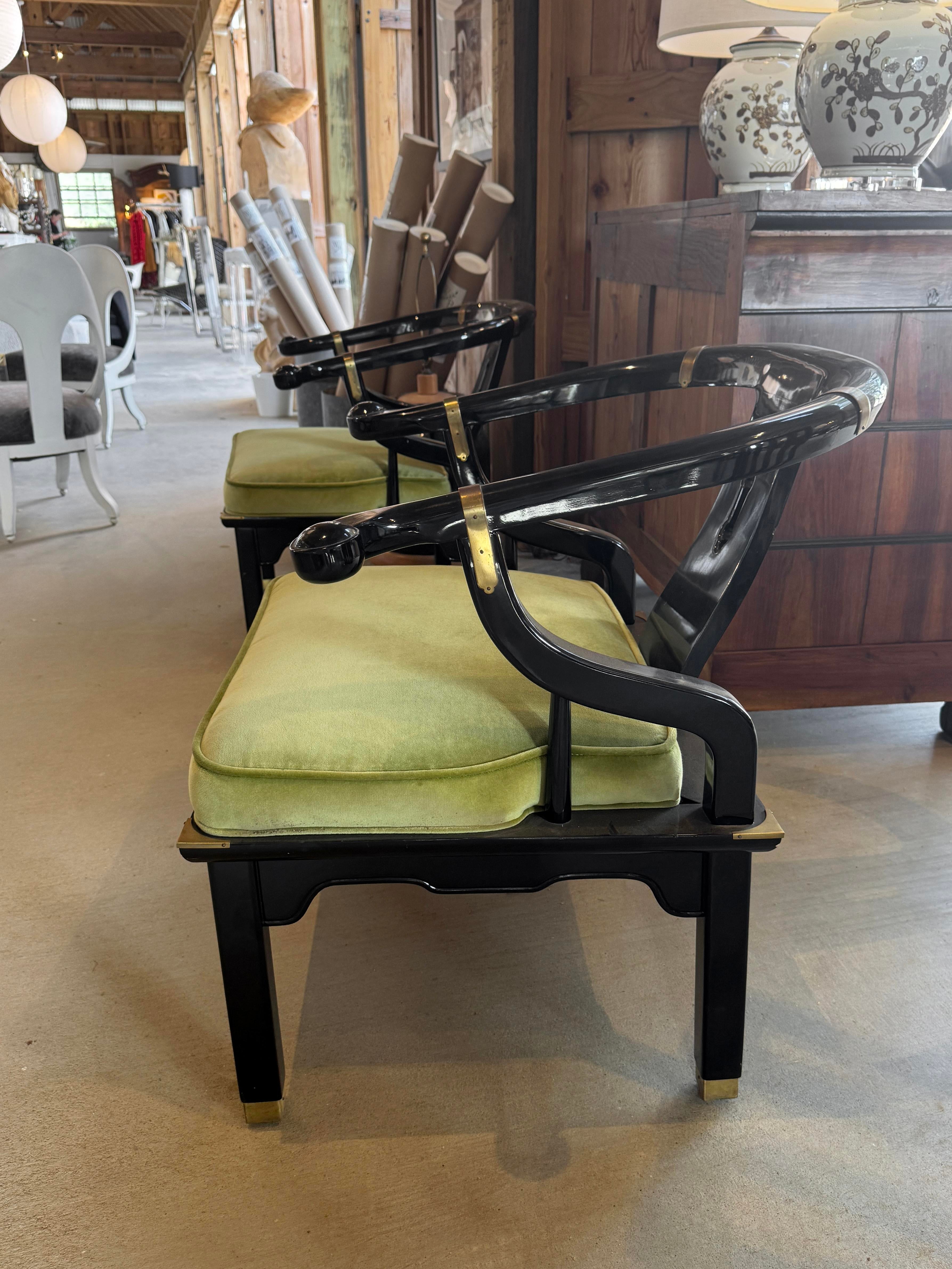 ダイニングチェア Mid Century Modern chairs by James Mont Mid 20th Century James Mont Ming Style Black Lacquer & Brass