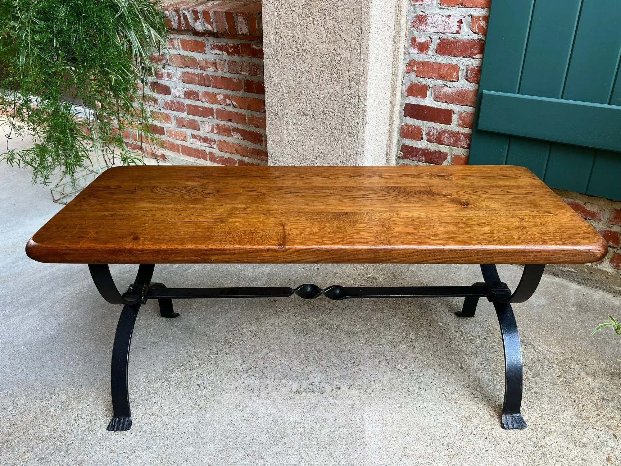 Antique French Coffee Table Bench Country Farmhouse Tiger Oak
