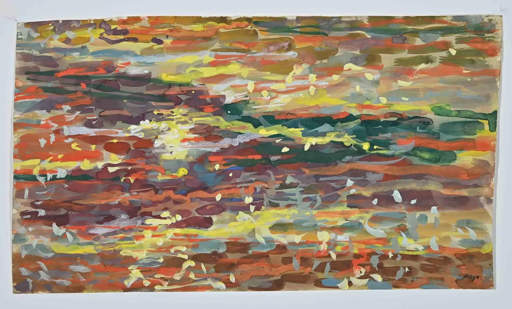 Antoine Mayo, Autumn, Original Tempera on Paper, 1970s