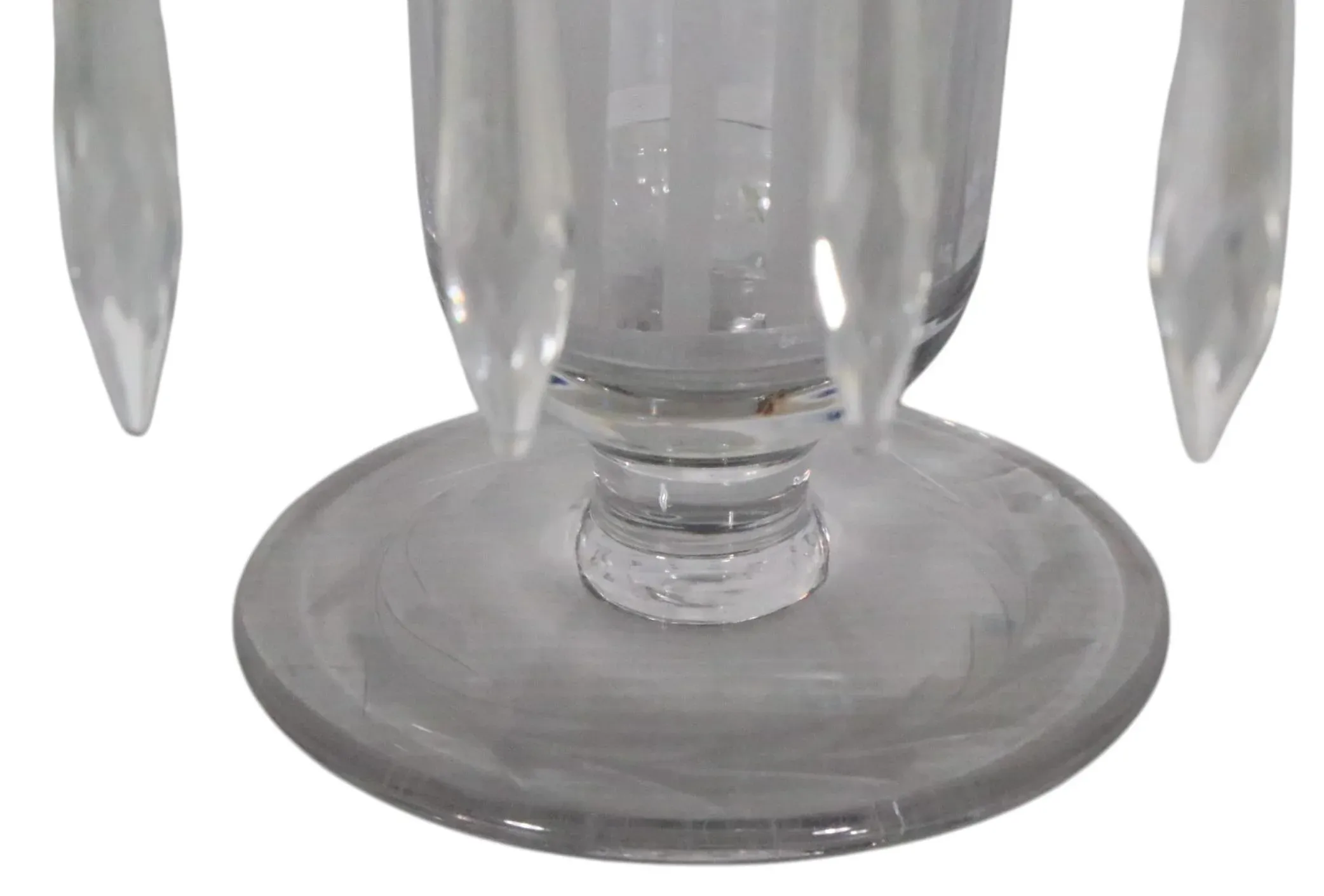 Etched Early 20th Century Glass Art Deco Centerpiece Bowl With Prisims Poss