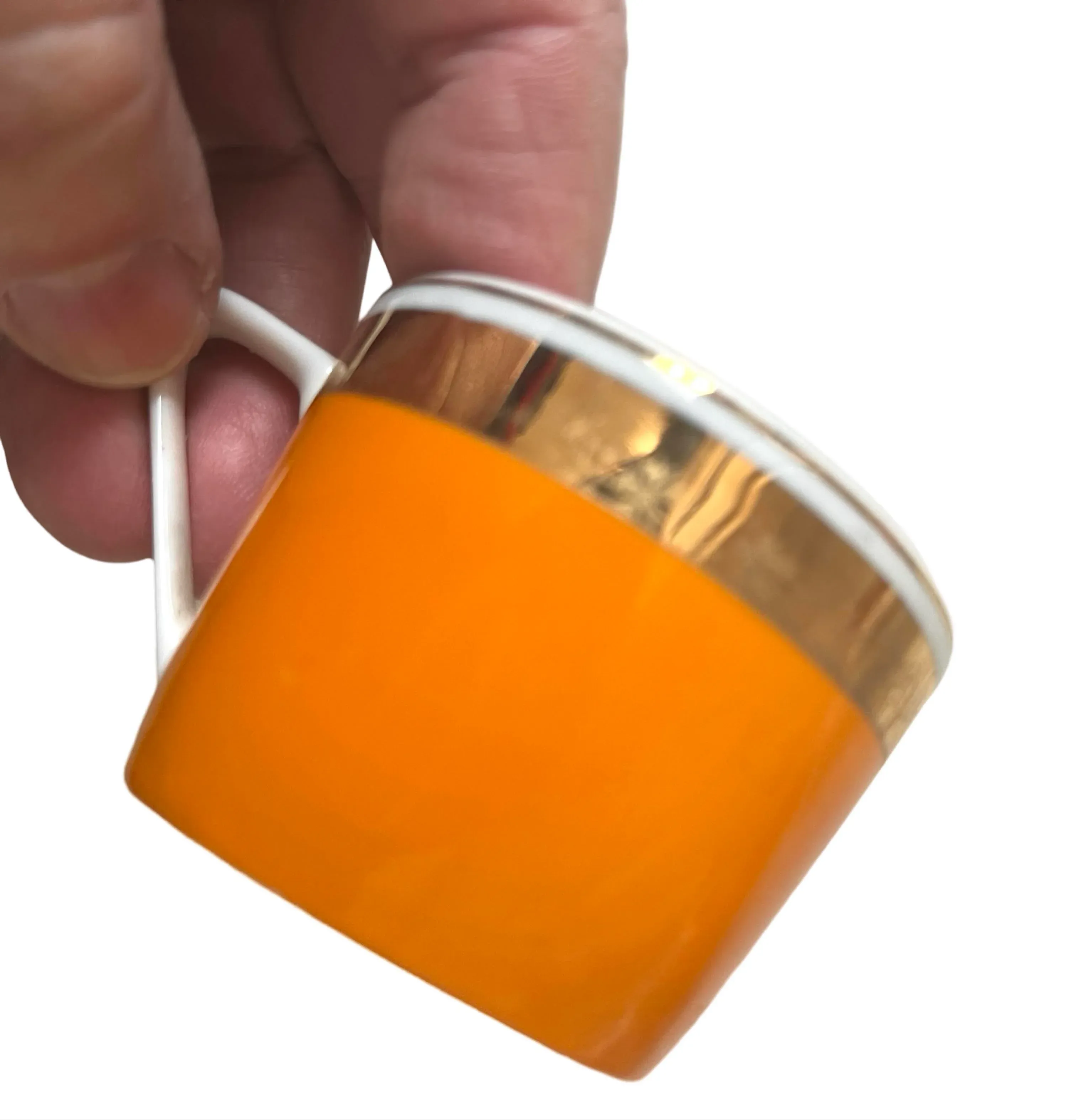 Mid Century Modern 1960's Vintage European Orange Gilt Espresso