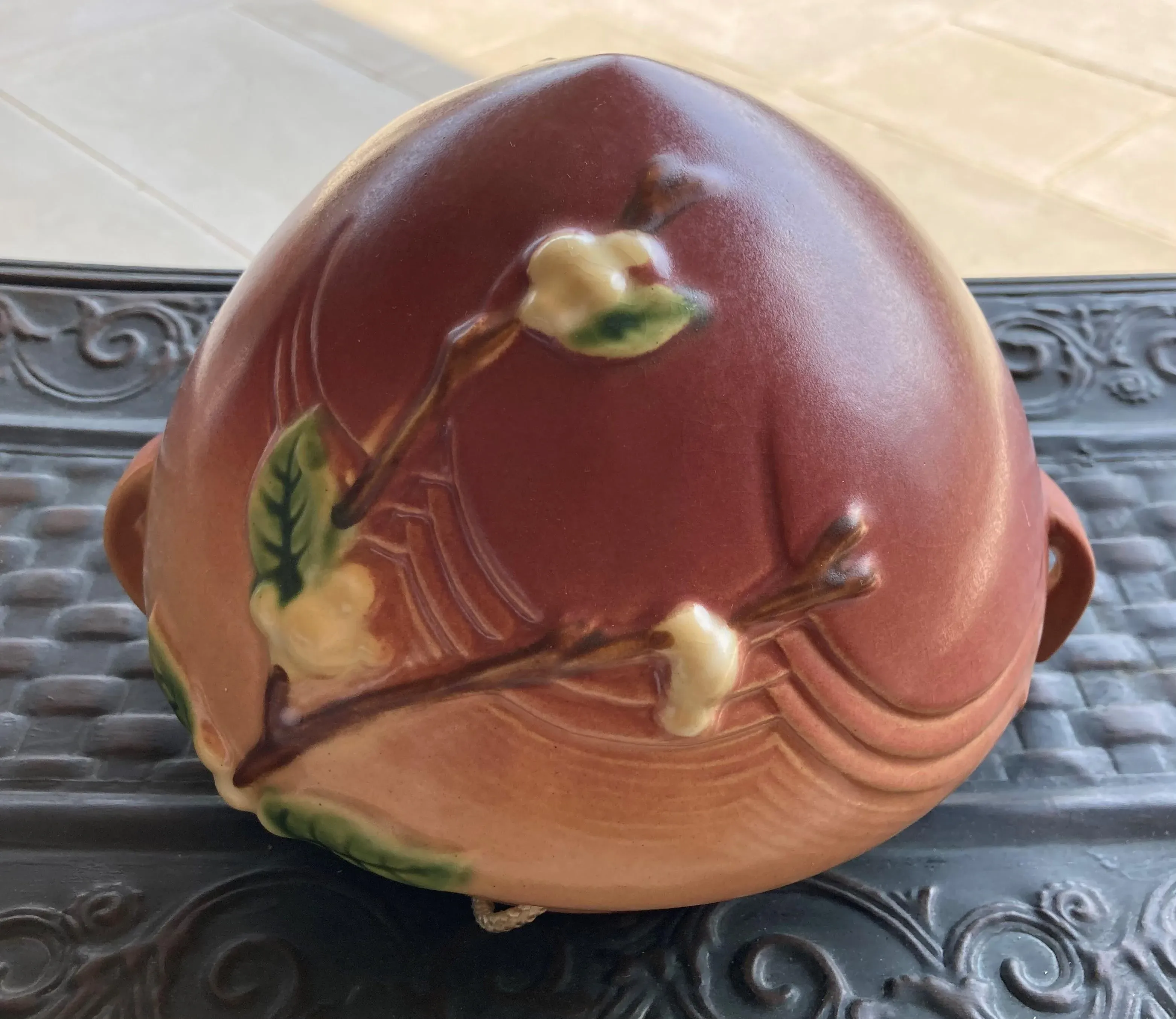 Circa 1947 the Roseville Pottery Snowberry Hanging “Basket