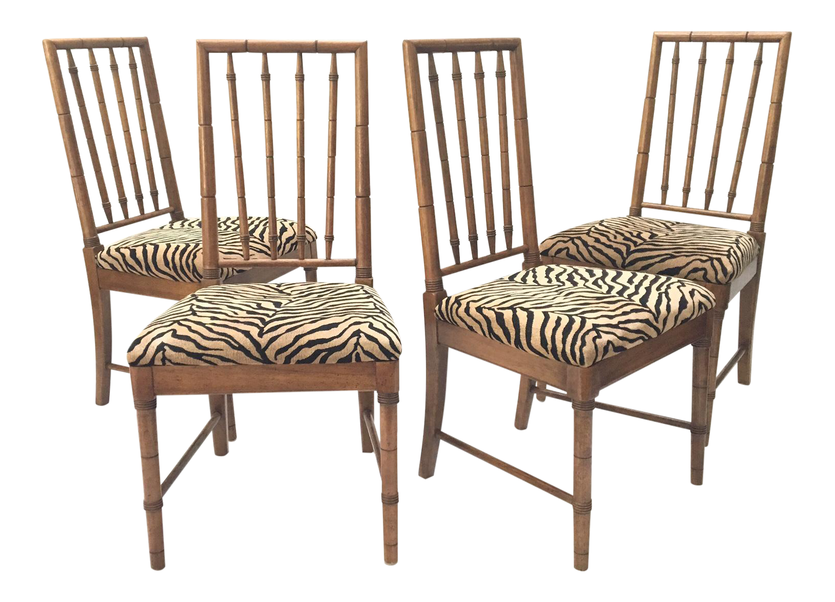 Bamboo Tiger Print Dining Chairs Chairish