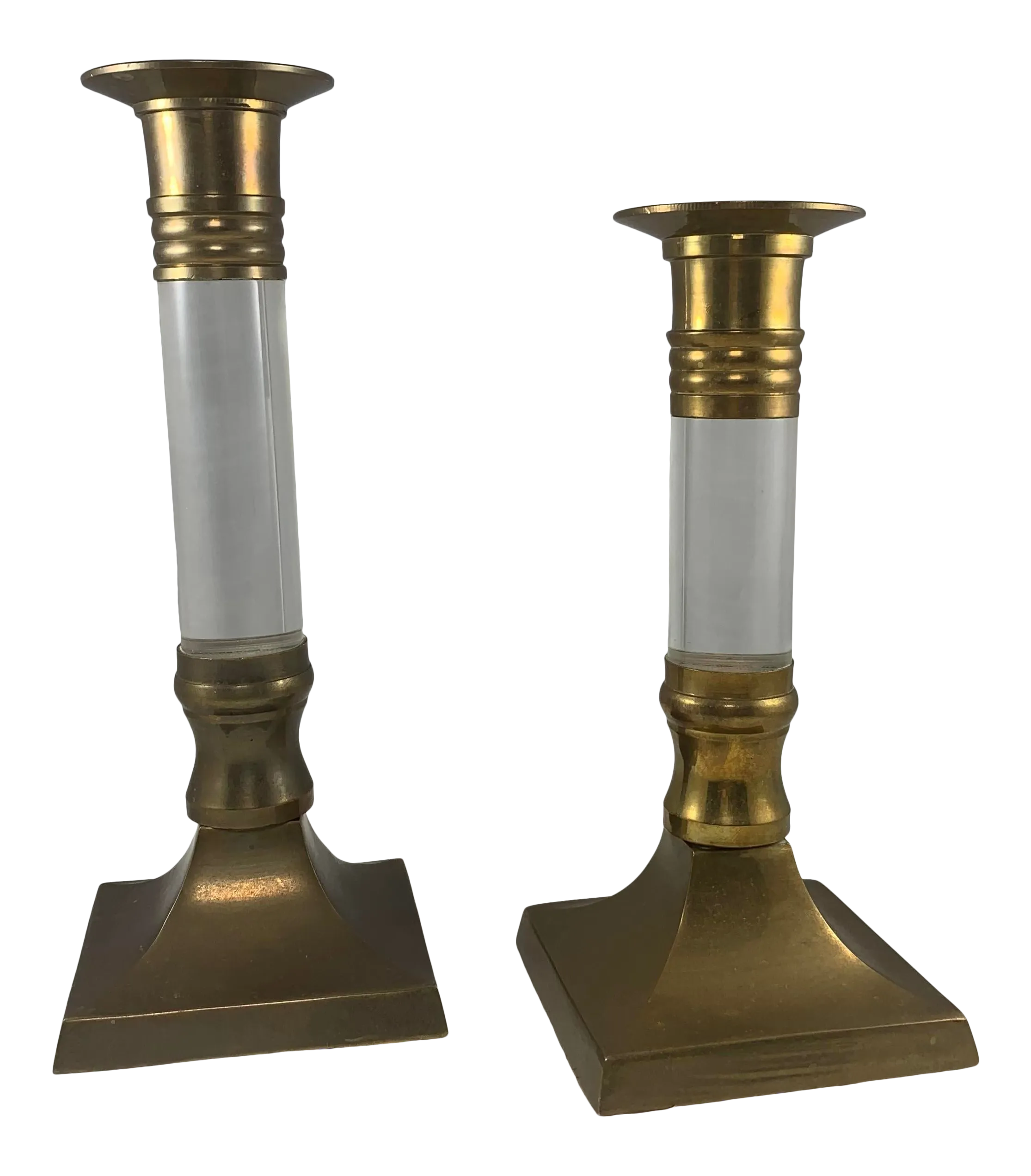 MidCentury Modern Lucite & Brass Candlesticks a Pair Chairish