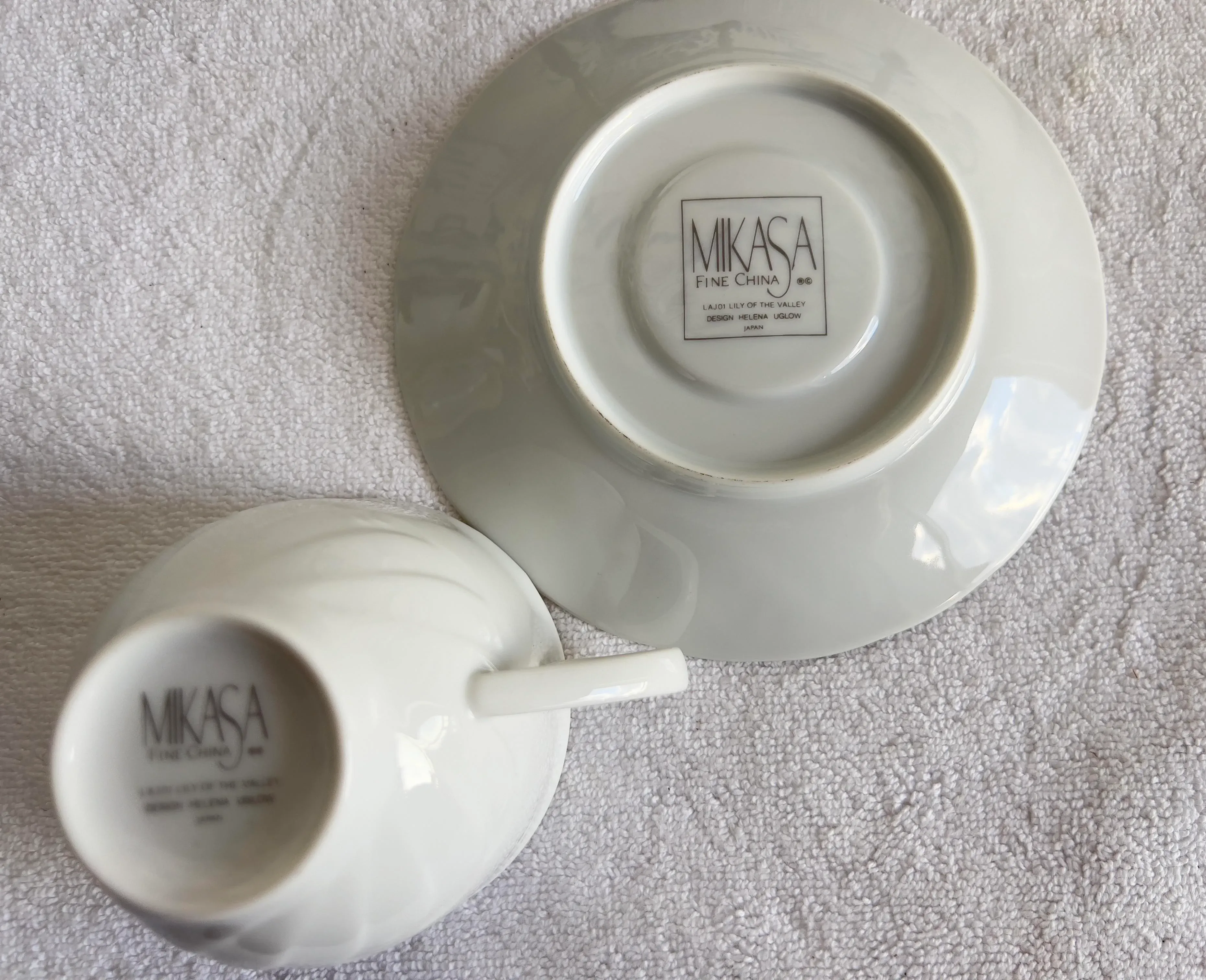 1950s Mikasa White Lily of the Valley 3-Piece Place Setting Japan