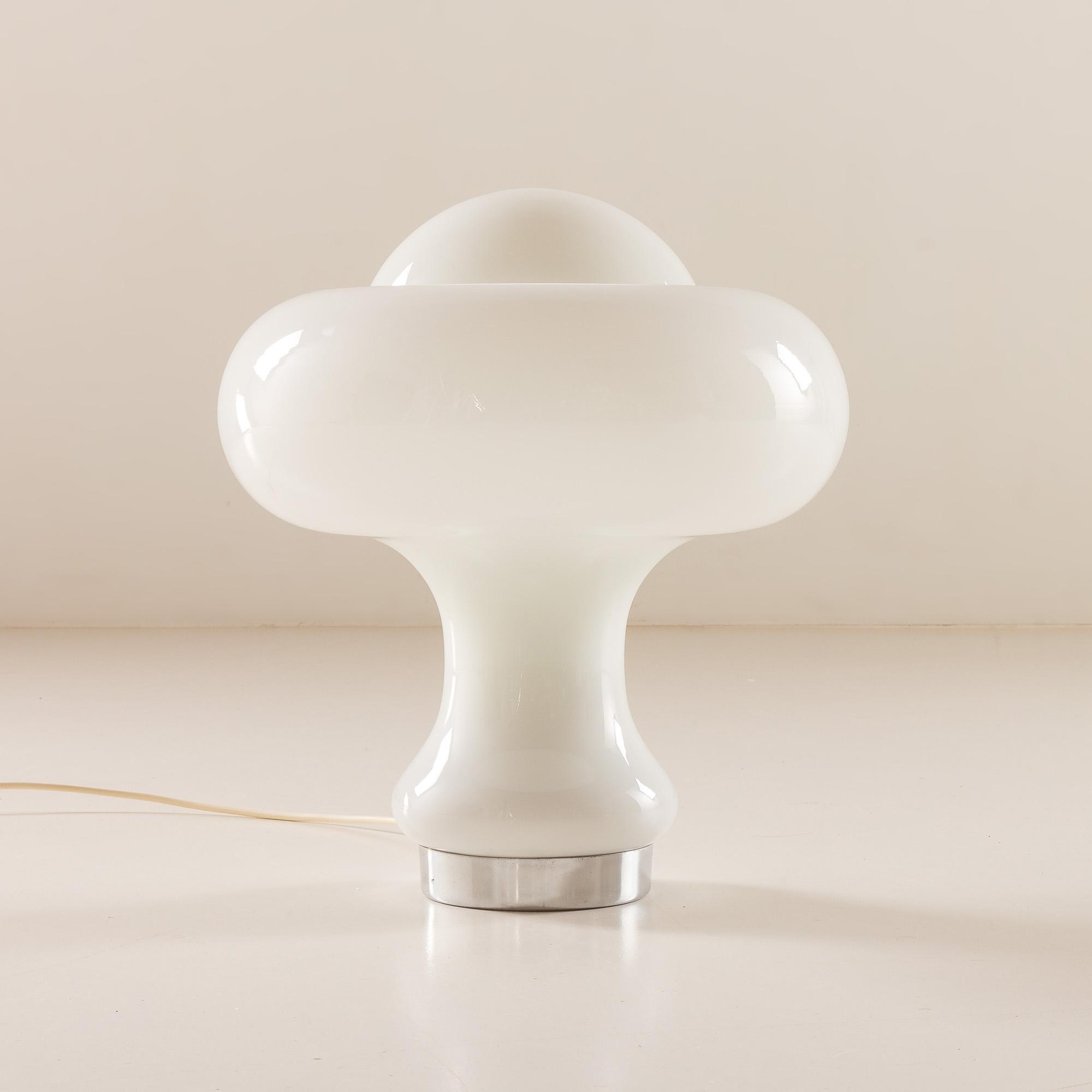 Mushroom Lamp in White Opaline Glass from Peill & Putzler, 1960s
