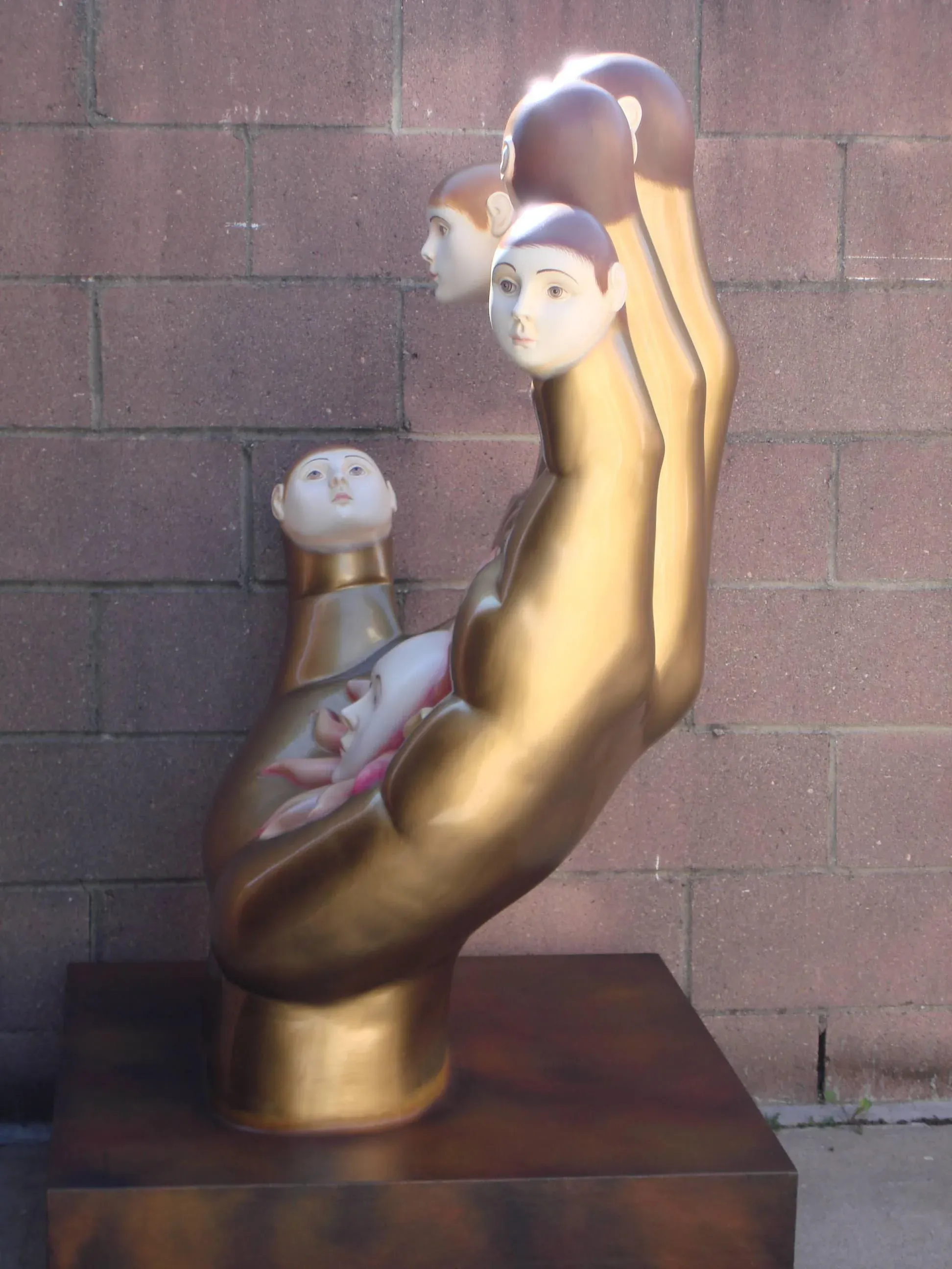 Signed Sergio Bustamante Ceramic Hand With Faces | Chairish