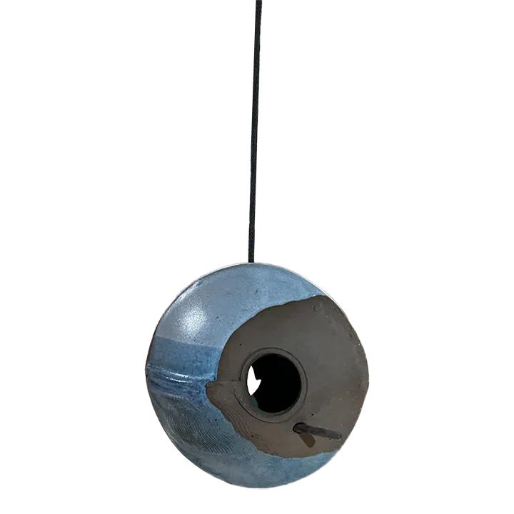 1960s Modernist Blue Bird Feeder Ceramic Art Pottery | Chairish