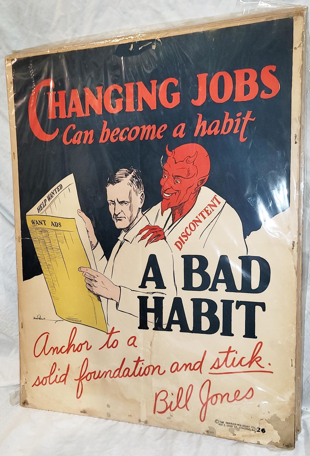 Original 1928 Large Bill Jones Motivational Poster