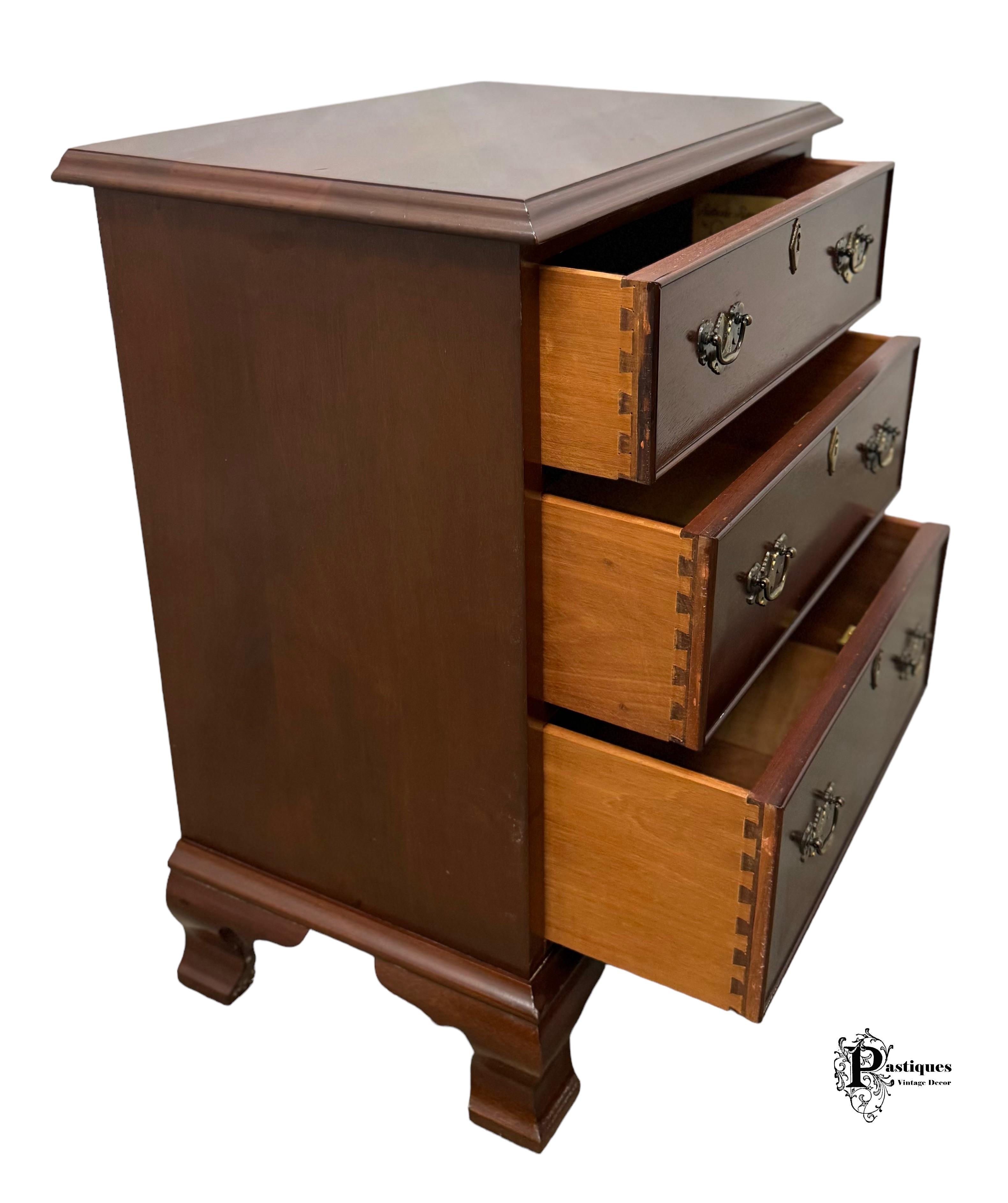 Vintage Craftique Chippendale Style Mahogany Three Drawer