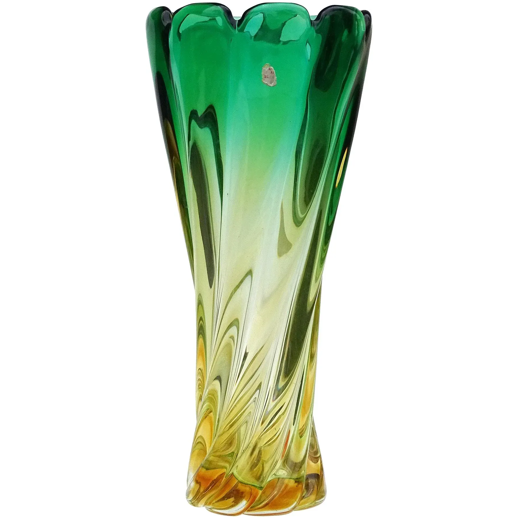 工芸品 Murano Glass Vase (Green & Yellow) 工芸品 Murano Glass Vase (Green & Yellow) Oyes - Green