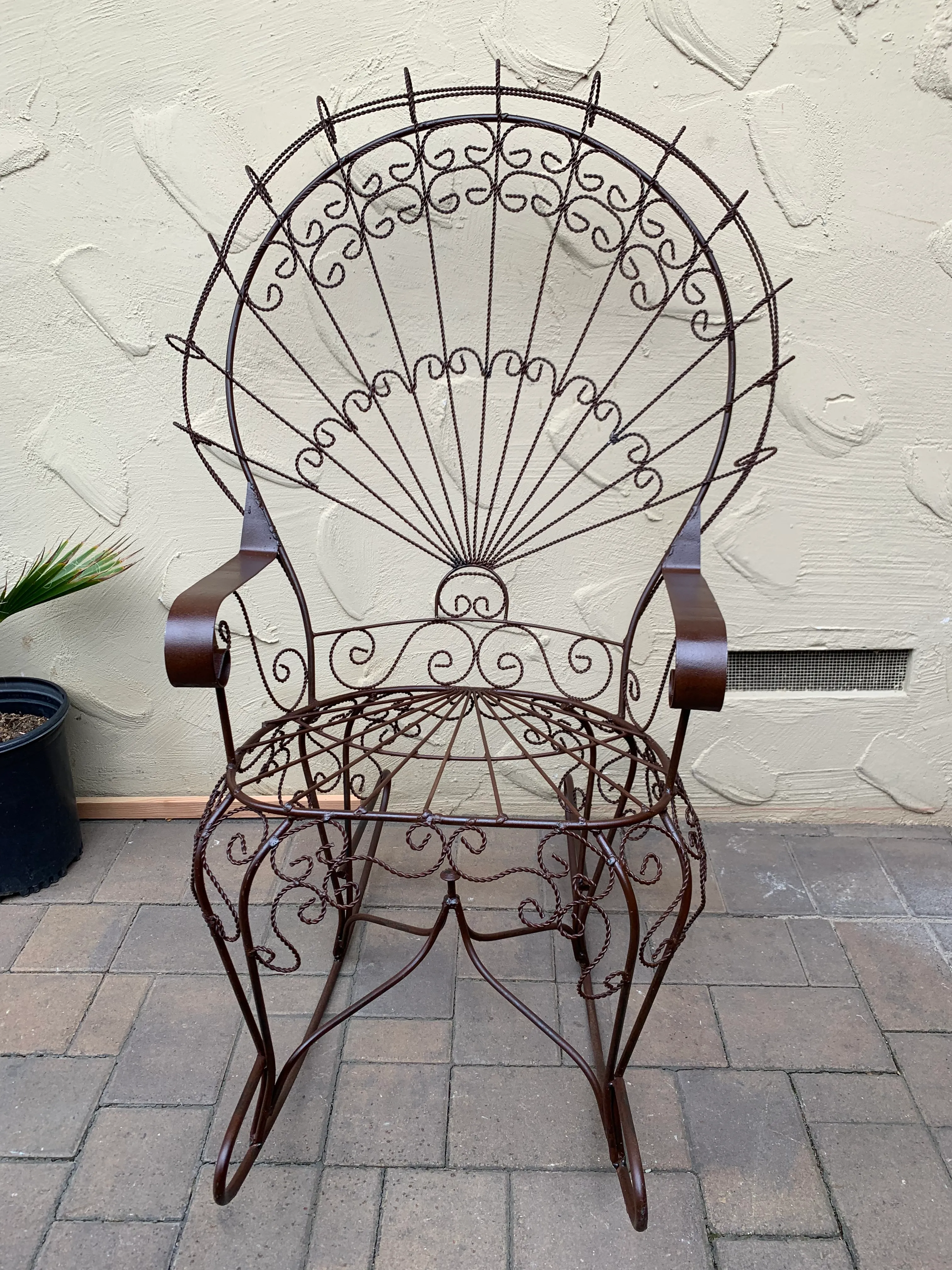 Salterini Style Wrought Iron Peacock Back Rocking Chair Chairish