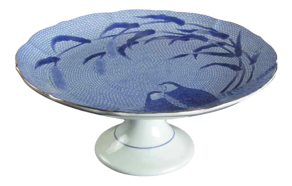 Vintage Japanese Arita Footed Cake Plate | Chairish