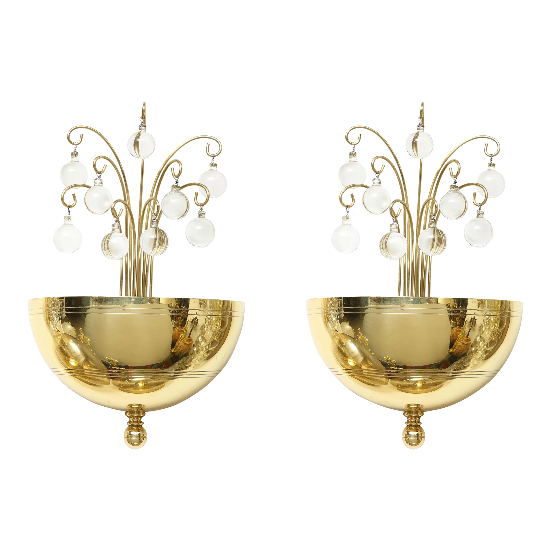 Art Deco Crystal Ball Sconces - A Pair
