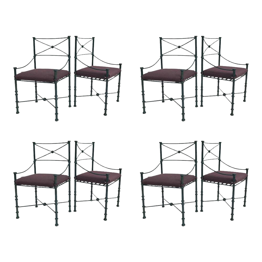 Inspired Verdigris Iron Garden Patio Chairs Set of 8 Chairish