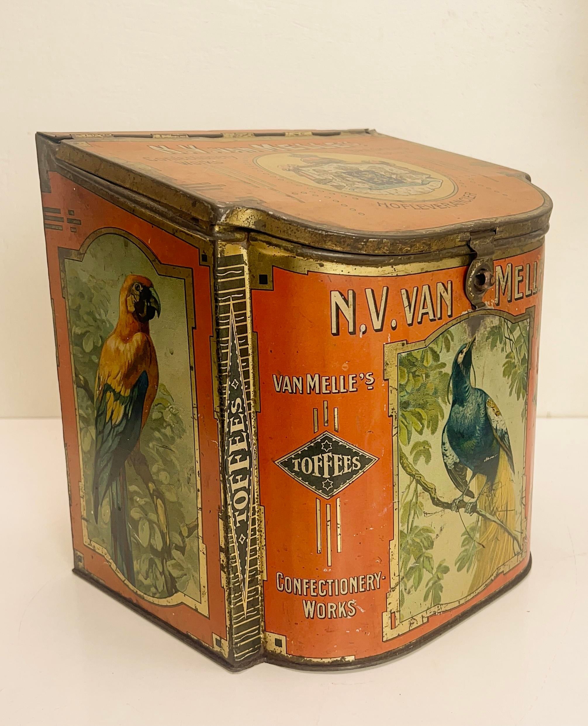 Antique Tin Biscuit from Van Melle, the Netherlands, 1920s