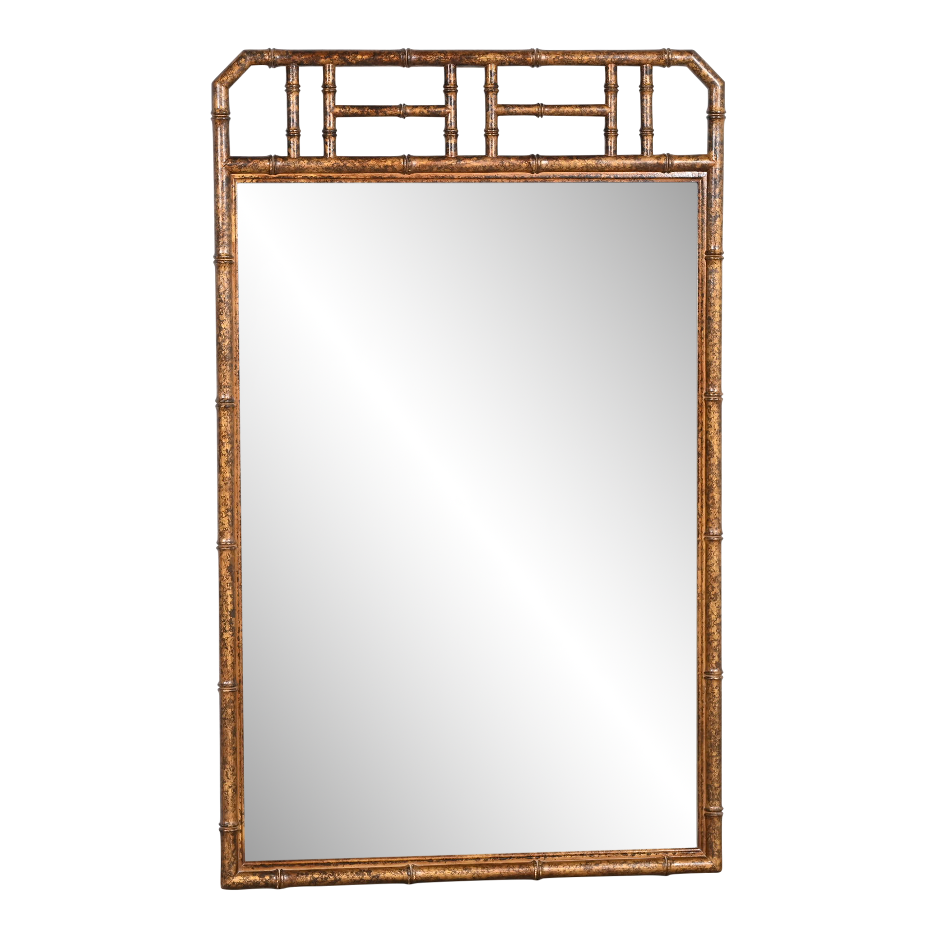 Drexel Heritage Hollywood Regency Faux Bamboo Framed Wall Mirror in